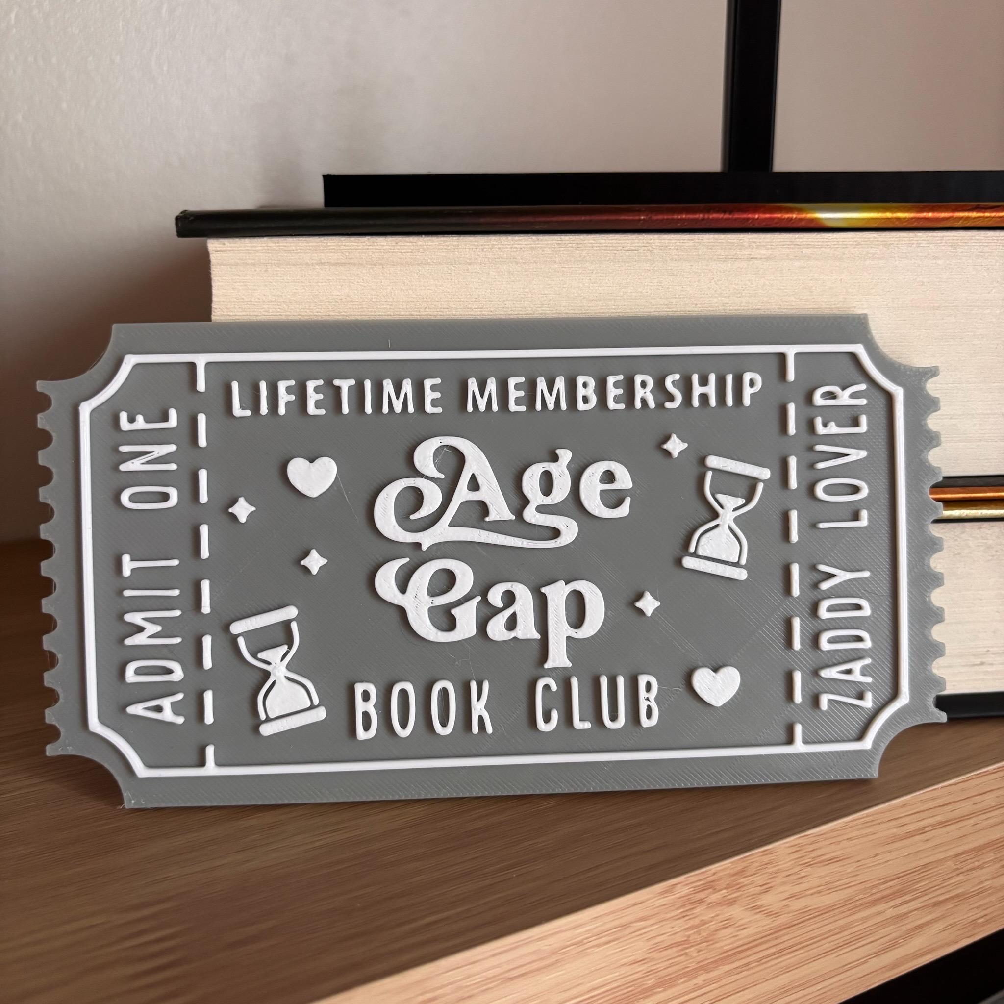 Age Gap Book Club Ticket Display | You Choose Colors! | Bookmark or Bookish Gift | 3D Printed Library Decor __etsy:8048077876
