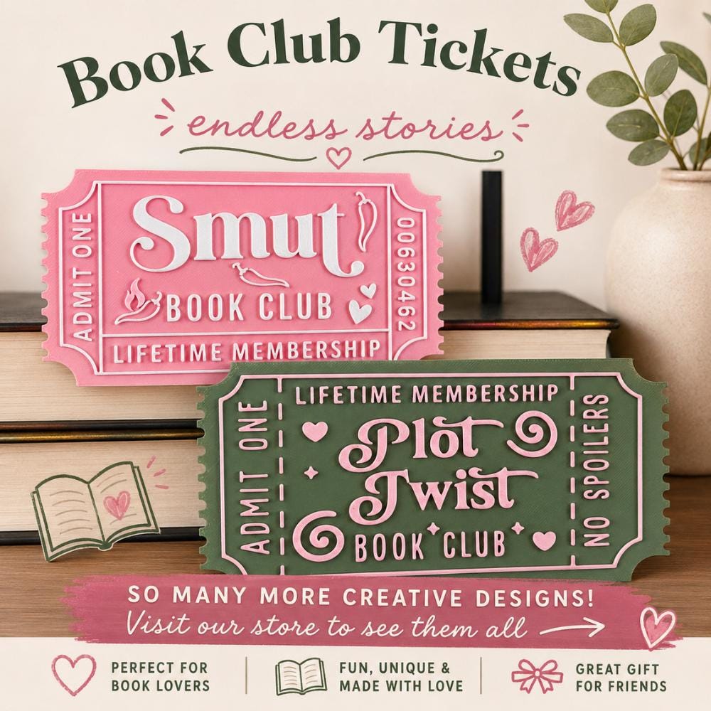 Age Gap Book Club Ticket Display | You Choose Colors! | Bookmark or Bookish Gift | 3D Printed Library Decor __etsy:8047913538