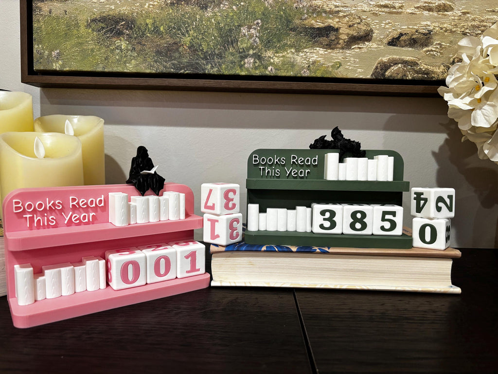 Arched Books Read 0-999 Counter: Bookworm Decor with Dice - Track Reading Progress with this Decorative Piece for Book Lovers