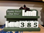 Arched Books Read 0-999 Counter: Bookworm Decor with Dice - Track Reading Progress with this Decorative Piece for Book Lovers