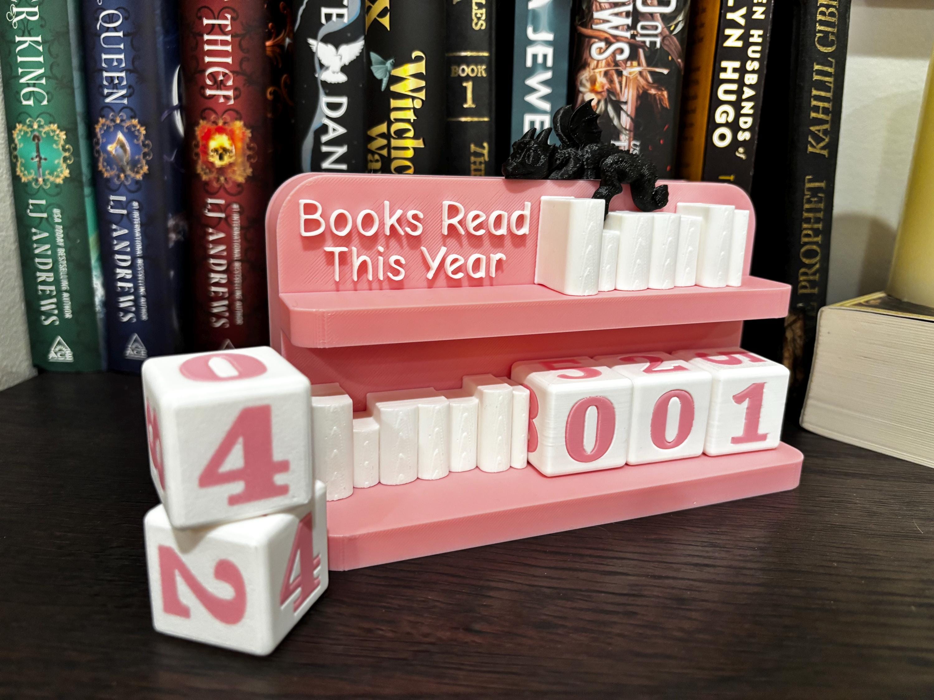Arched Books Read 0-999 Counter: Bookworm Decor with Dice - Track Reading Progress with this Decorative Piece for Book Lovers