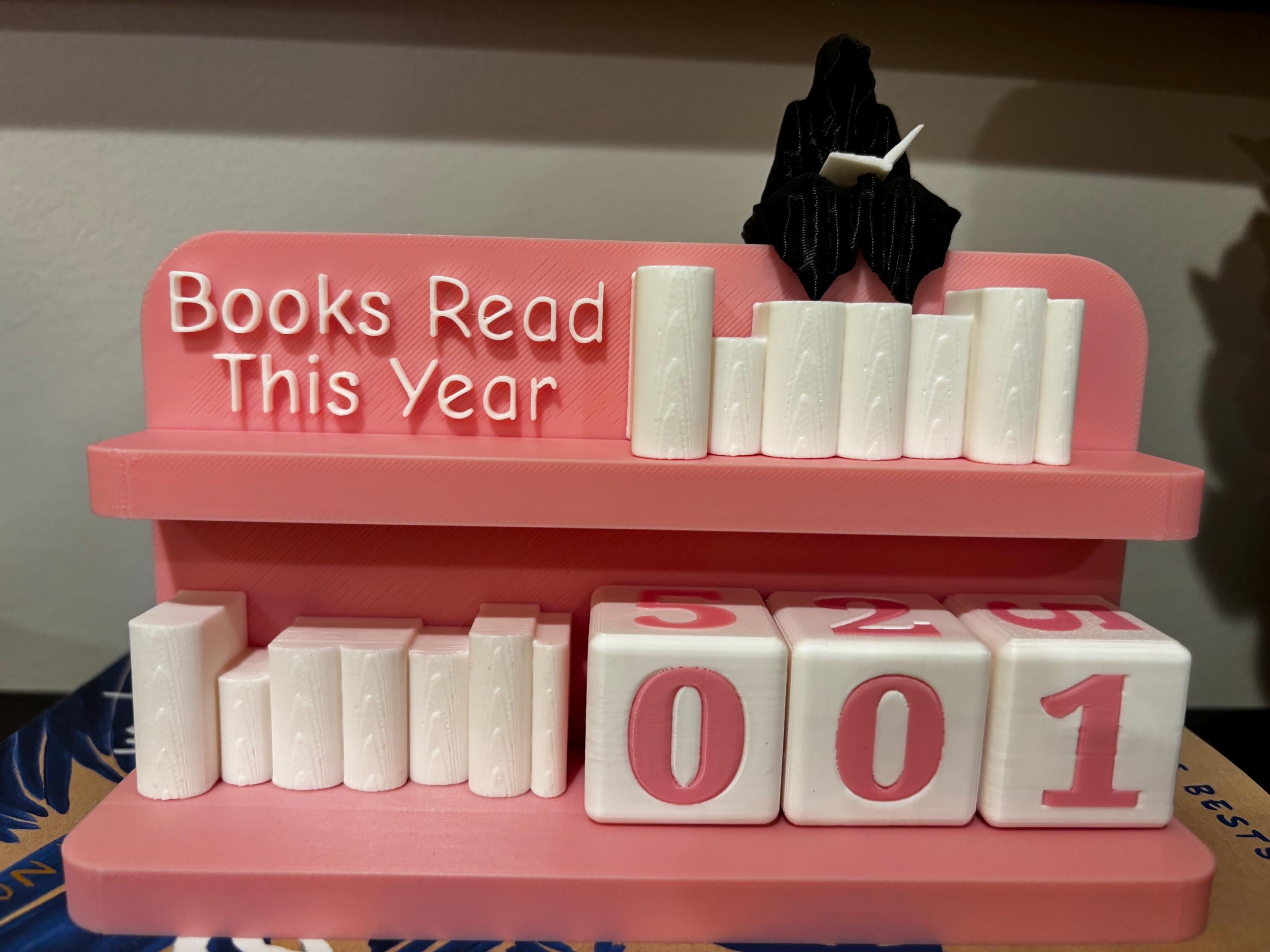 Arched Books Read 0-999 Counter: Bookworm Decor with Dice - Track Reading Progress with this Decorative Piece for Book Lovers