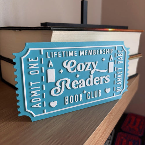 Cozy Readers Book Club Ticket Display | You Choose Colors! | Bookmark or Bookish Gift | 3D Printed Library Decor __etsy:8095915227