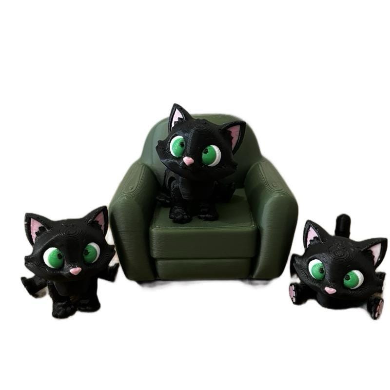 Custom 3D-Printed Cat Figurine with Articulating Legs: 3D-Printed Flexi Pet