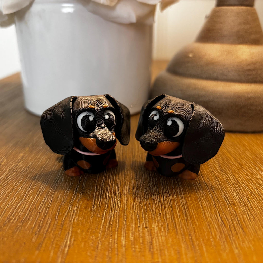 Custom Flexi Wiener / Dachshund Dog Figurine: Personalized Color Combinations Available