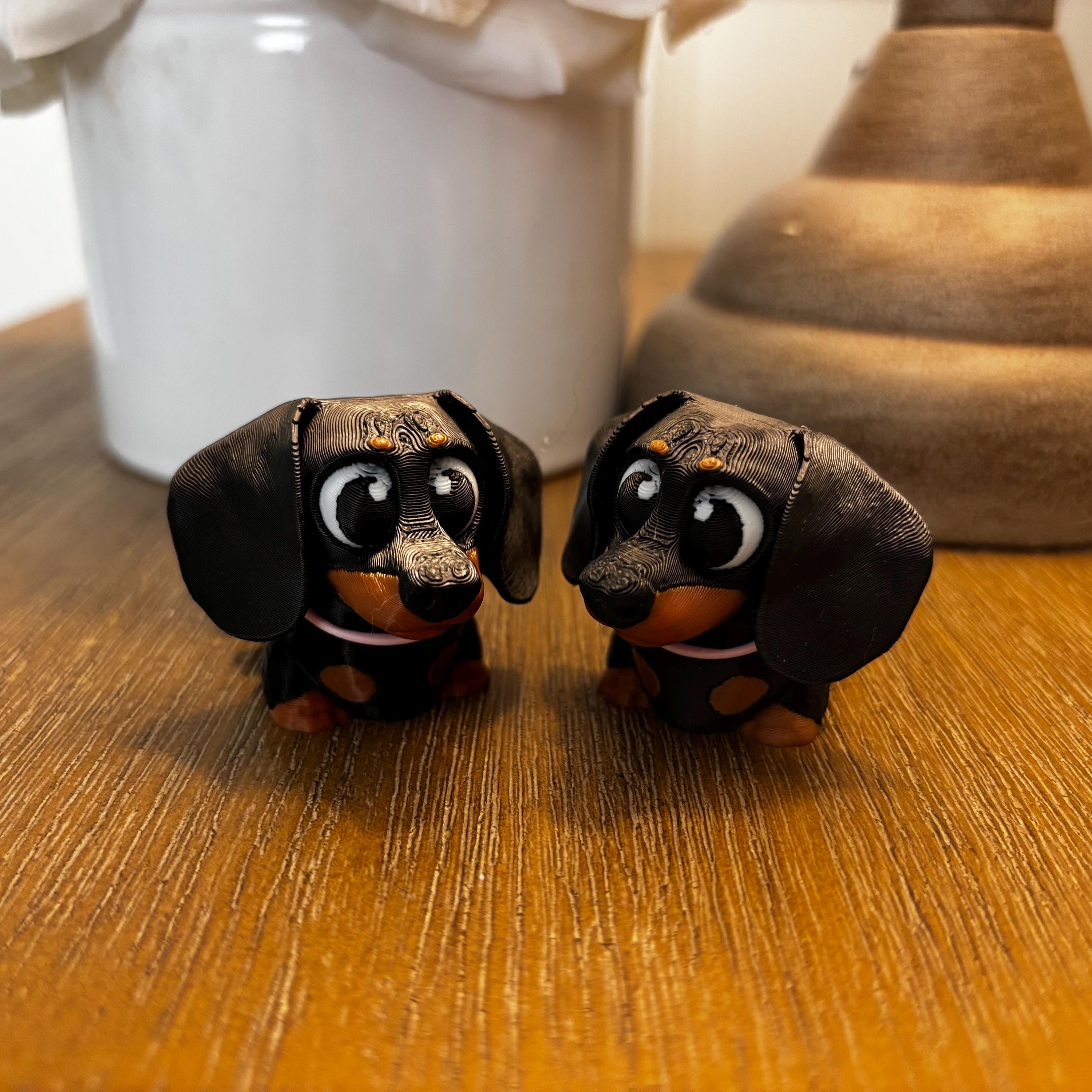 Custom Flexi Wiener / Dachshund Dog Figurine: Personalized Color Combinations Available