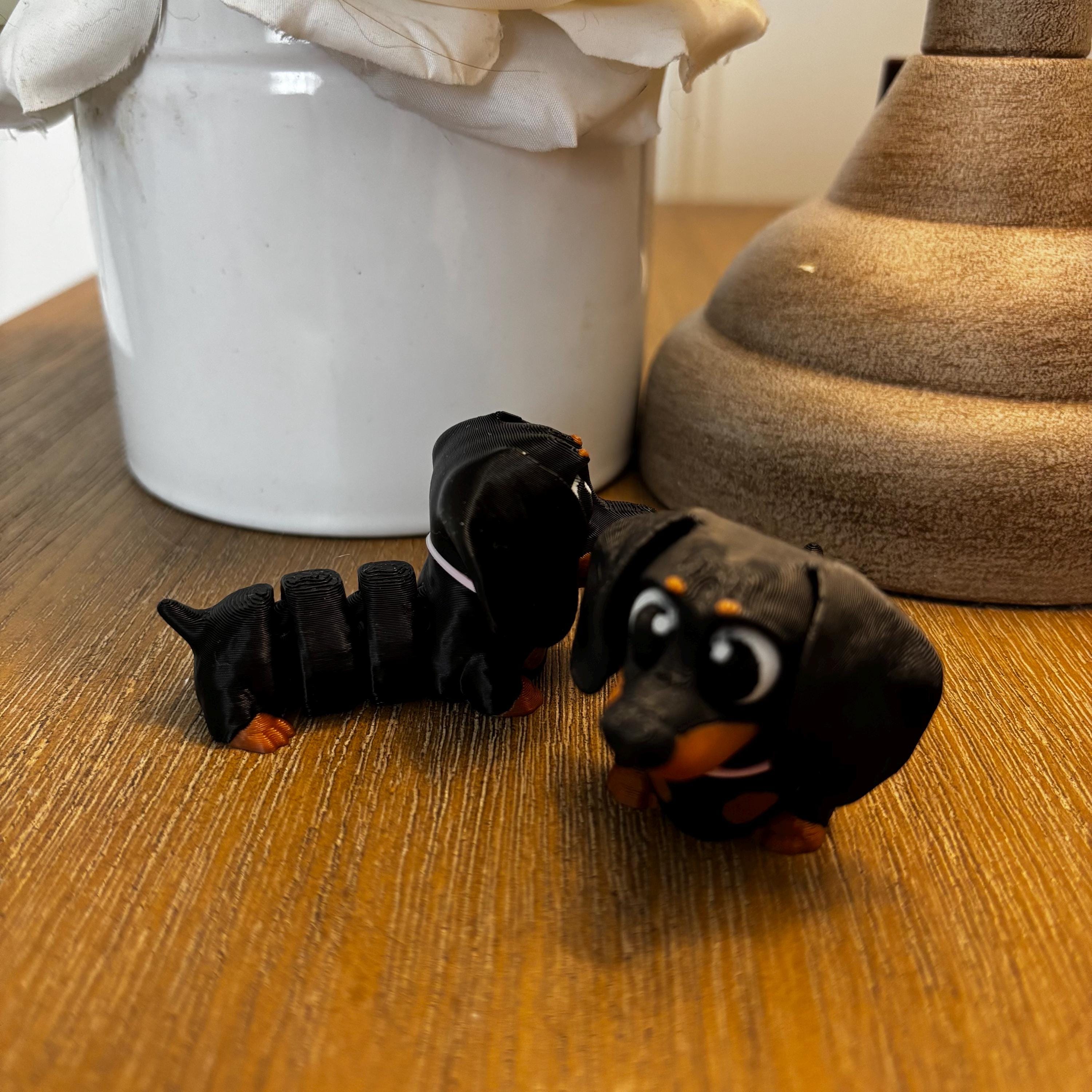 Custom Flexi Wiener / Dachshund Dog Figurine: Personalized Color Combinations Available
