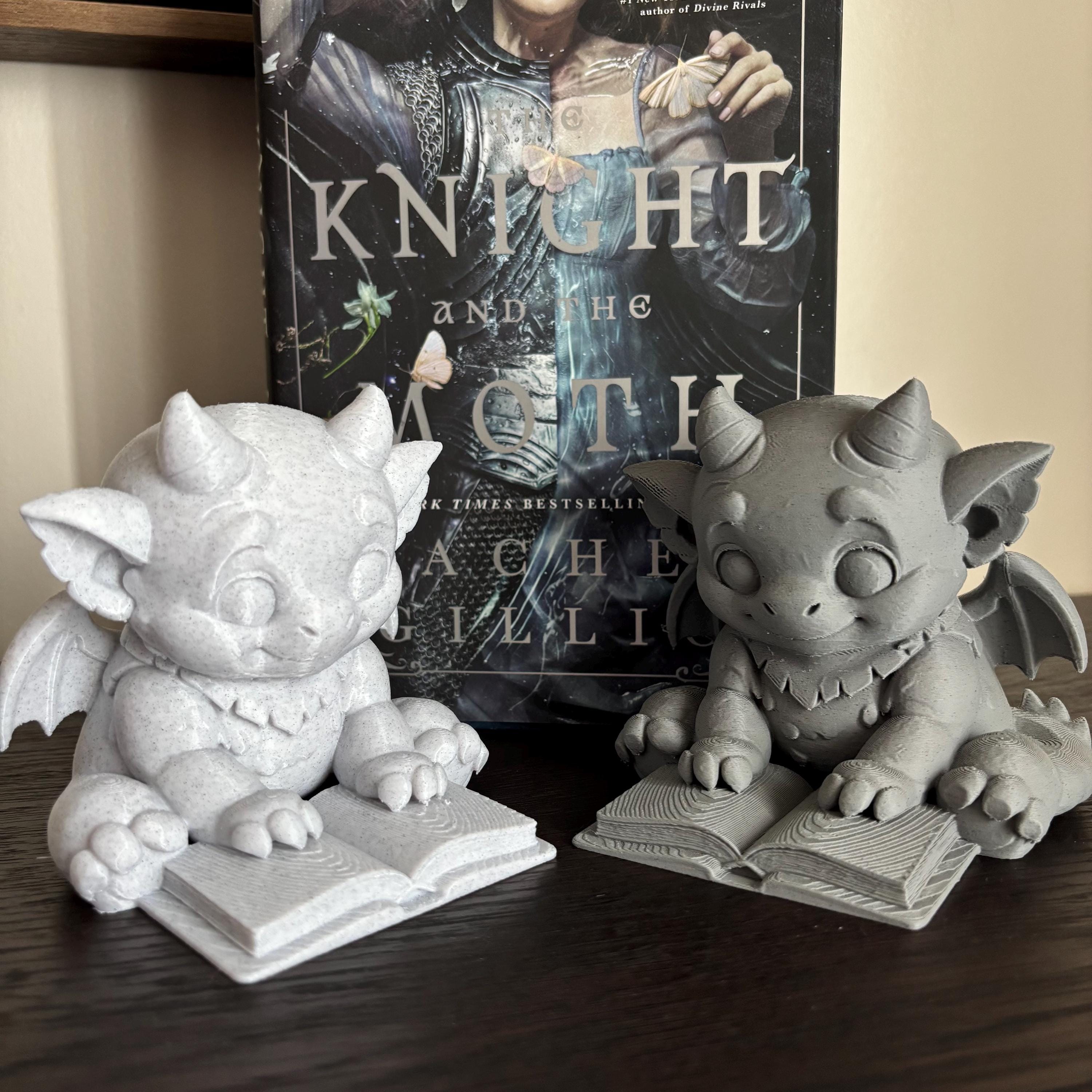 Cute Bartholomew Reading a Book, Stone Gargoyle, The Knight and the Moth