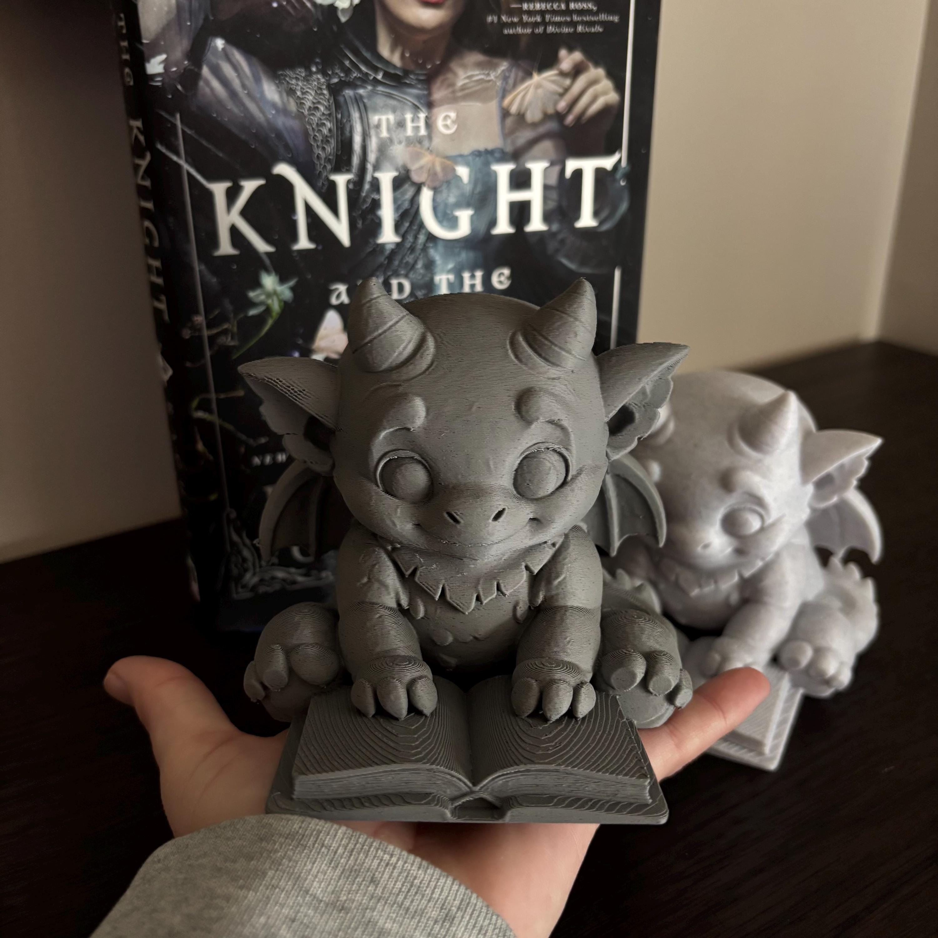 Cute Bartholomew Reading a Book, Stone Gargoyle, The Knight and the Moth