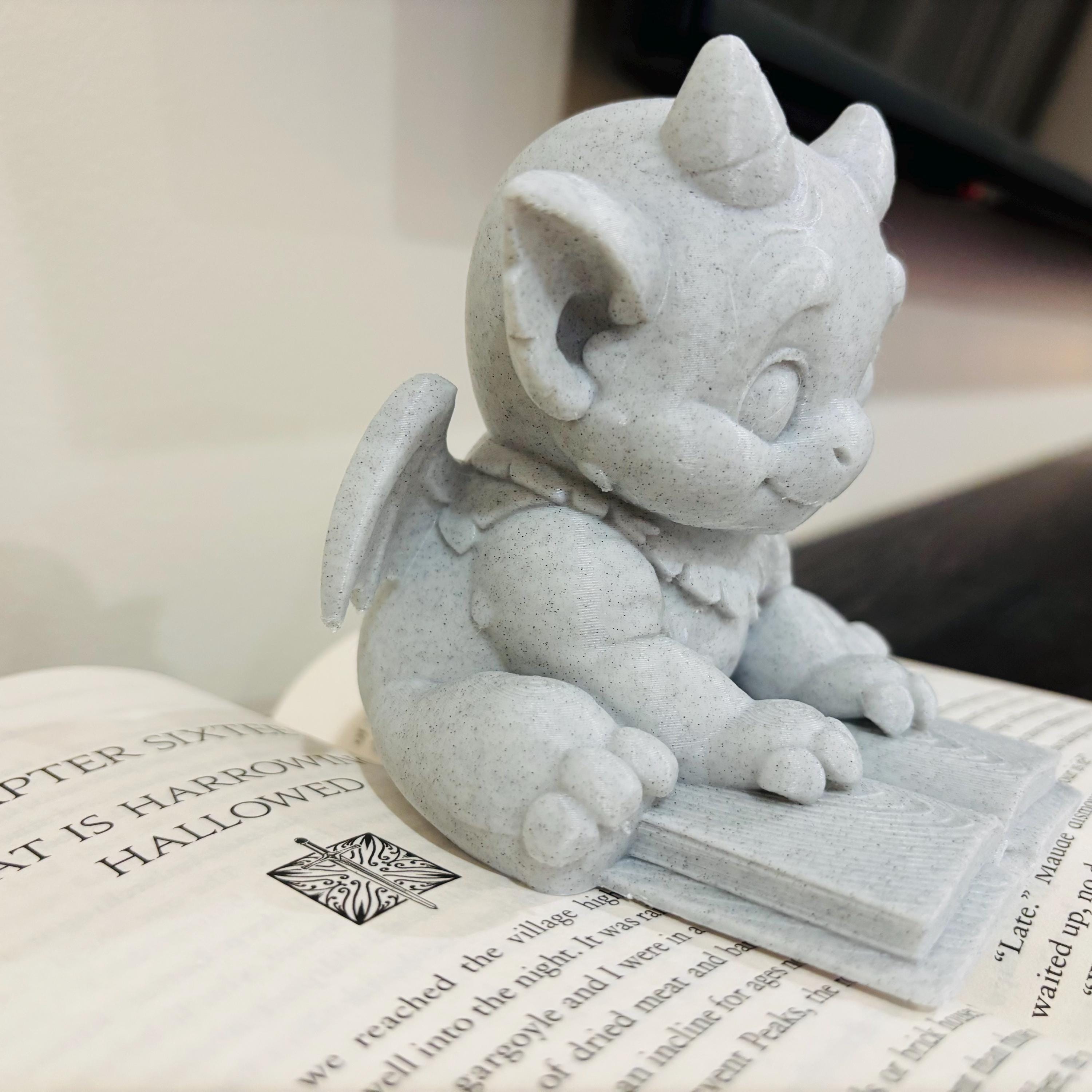 Cute Bartholomew Reading a Book, Stone Gargoyle, The Knight and the Moth