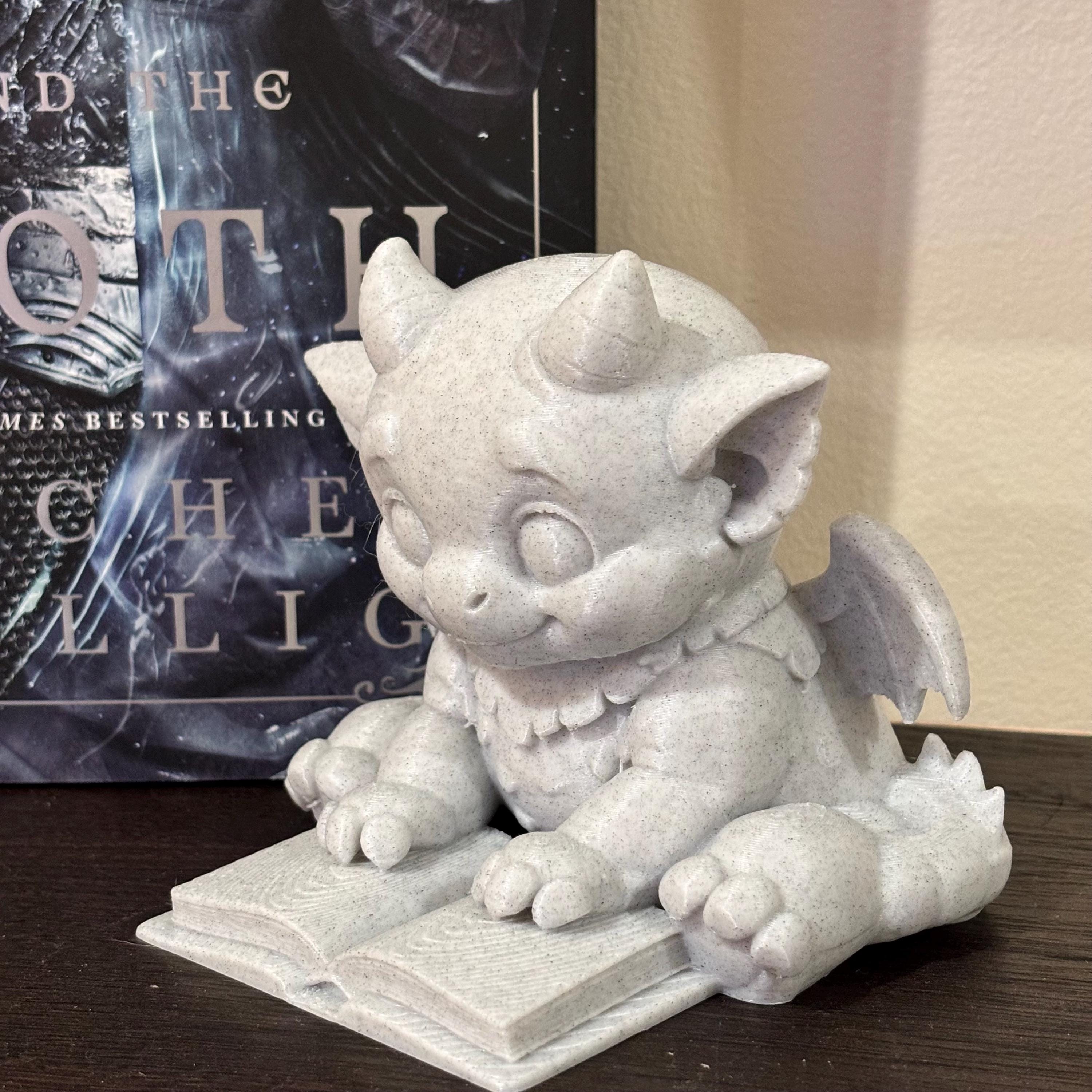 Cute Bartholomew Reading a Book, Stone Gargoyle, The Knight and the Moth
