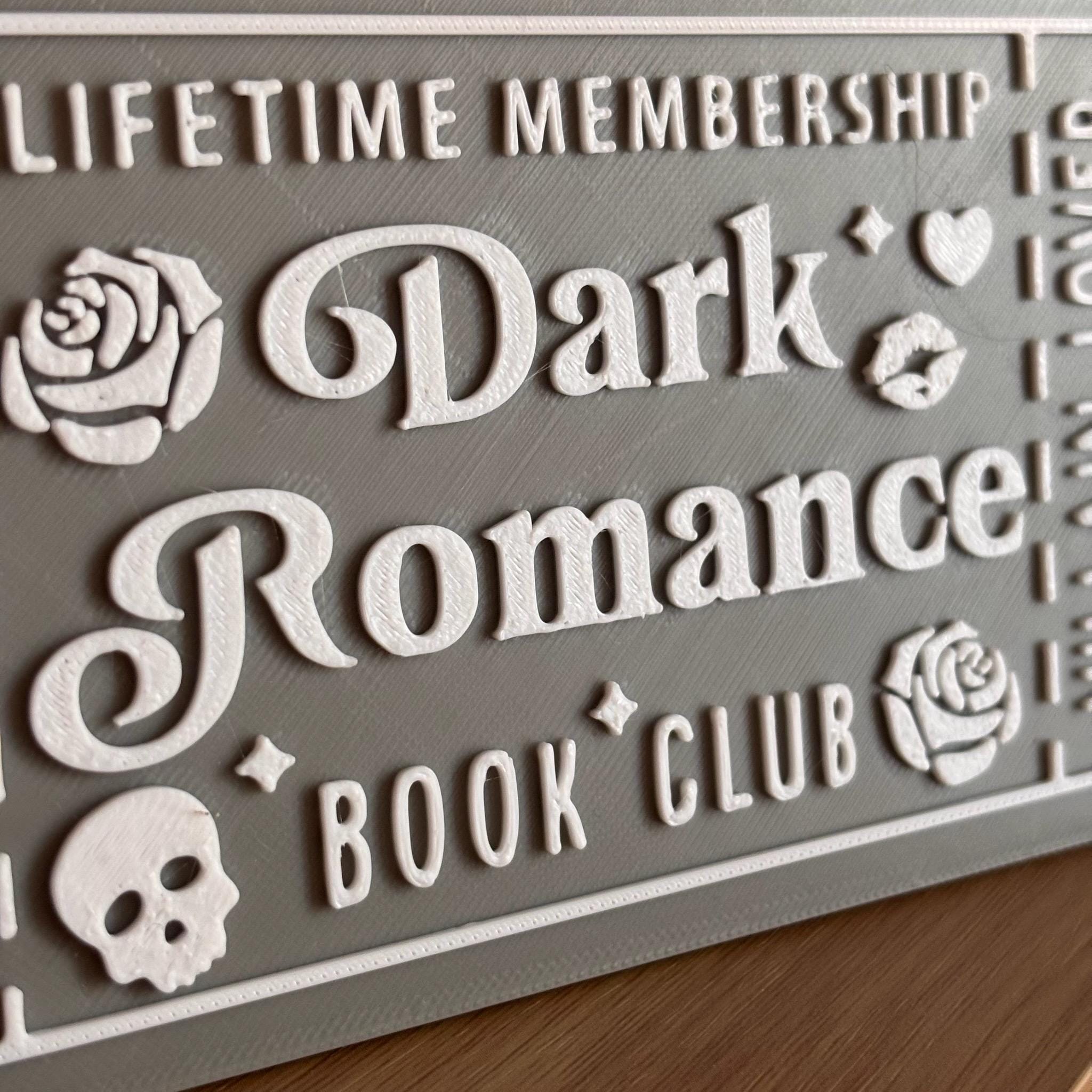 Dark Romance Book Club Ticket Display | You Choose Colors! | Bookmark or Bookish Gift | 3D Printed Library Decor __etsy:8095998357