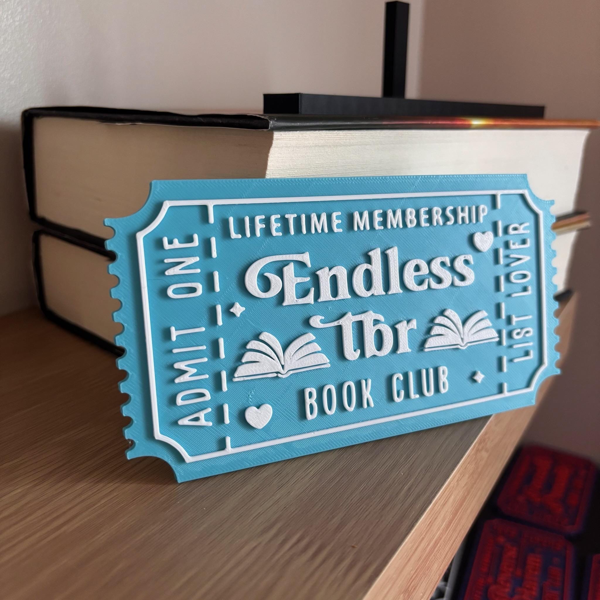 Endless TBR Book Club Ticket Display | You Choose Colors! | Bookmark or Bookish Gift | 3D Printed Library Decor __etsy:8048010218