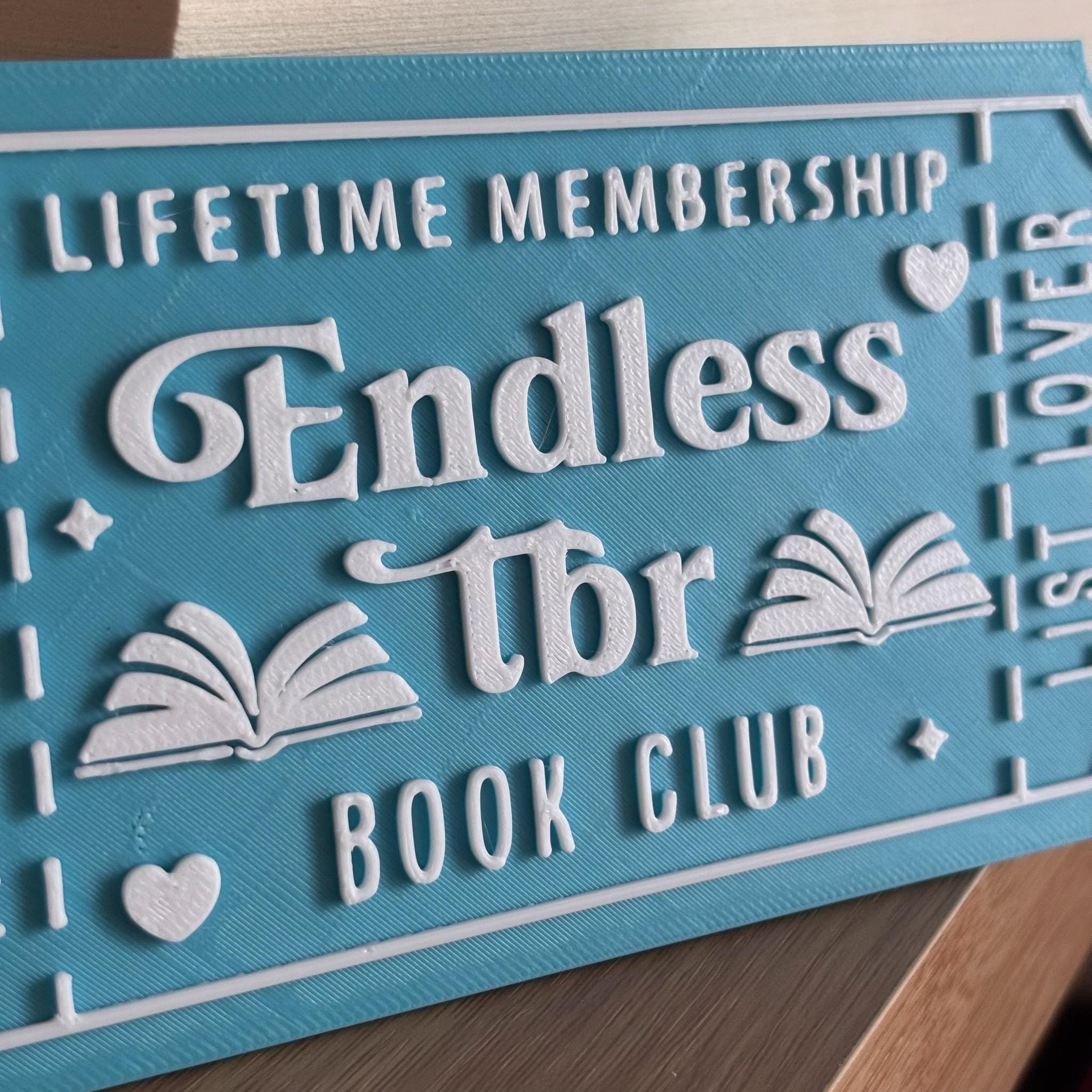 Endless TBR Book Club Ticket Display | You Choose Colors! | Bookmark or Bookish Gift | 3D Printed Library Decor __etsy:8048010318