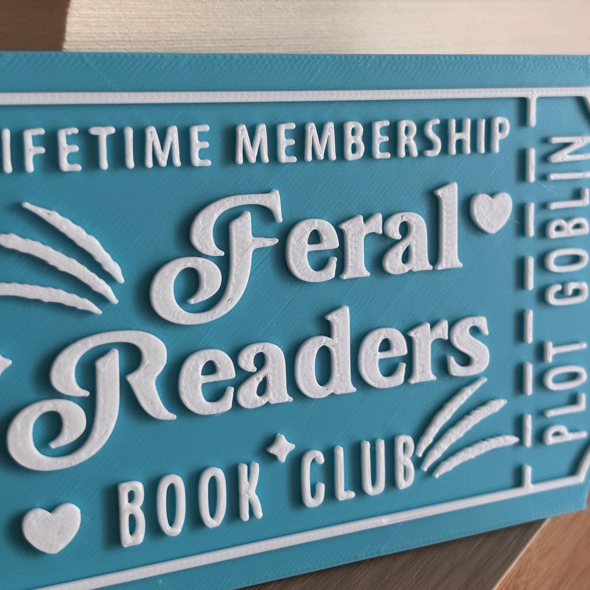 Feral Readers Book Club Ticket Display | You Choose Colors! | Bookmark or Bookish Gift | 3D Printed Library Decor __etsy:8095918723