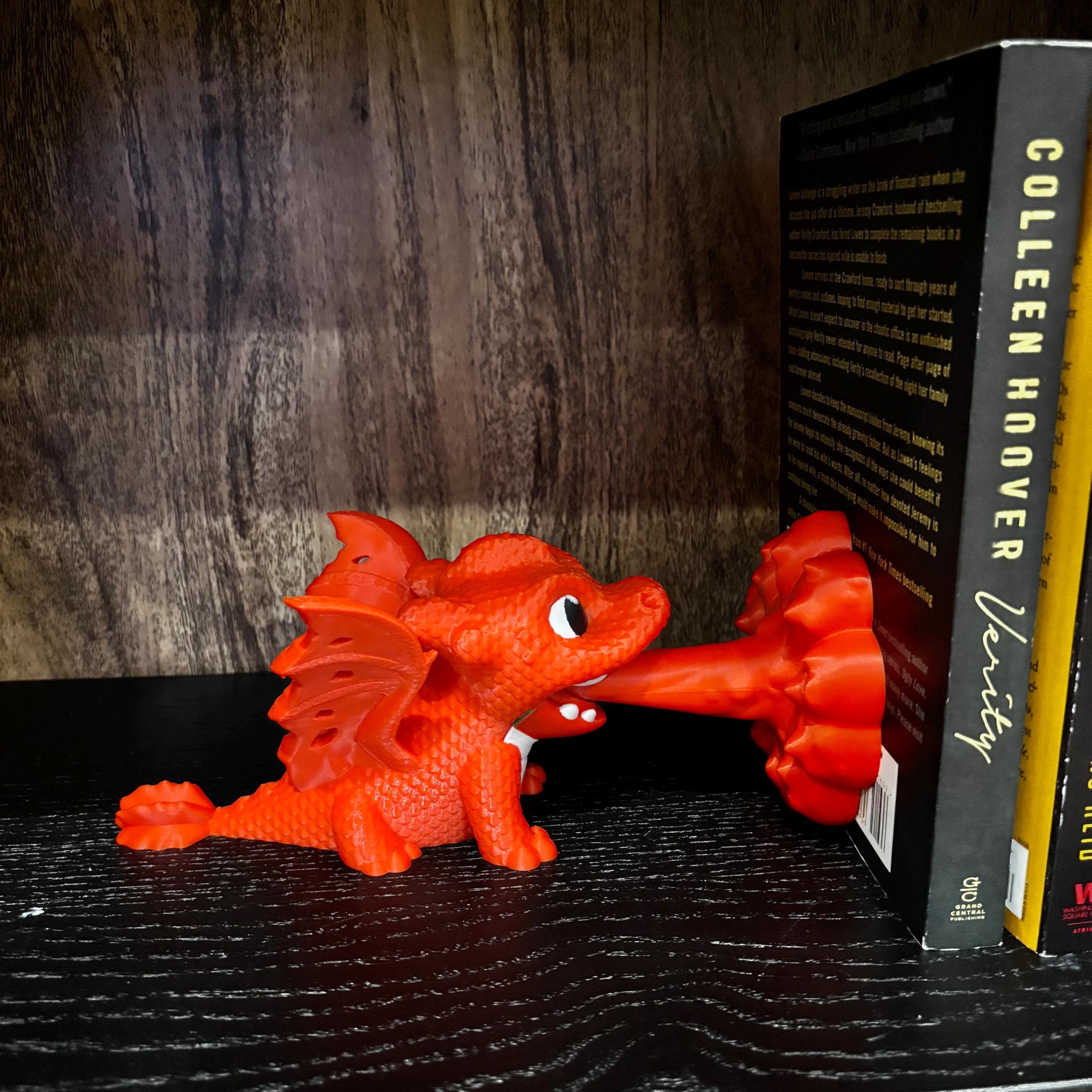 Fire Dragon Bookend: 3D Printed Fantasy Fourth Wing Empyrean Series Bookish Decor