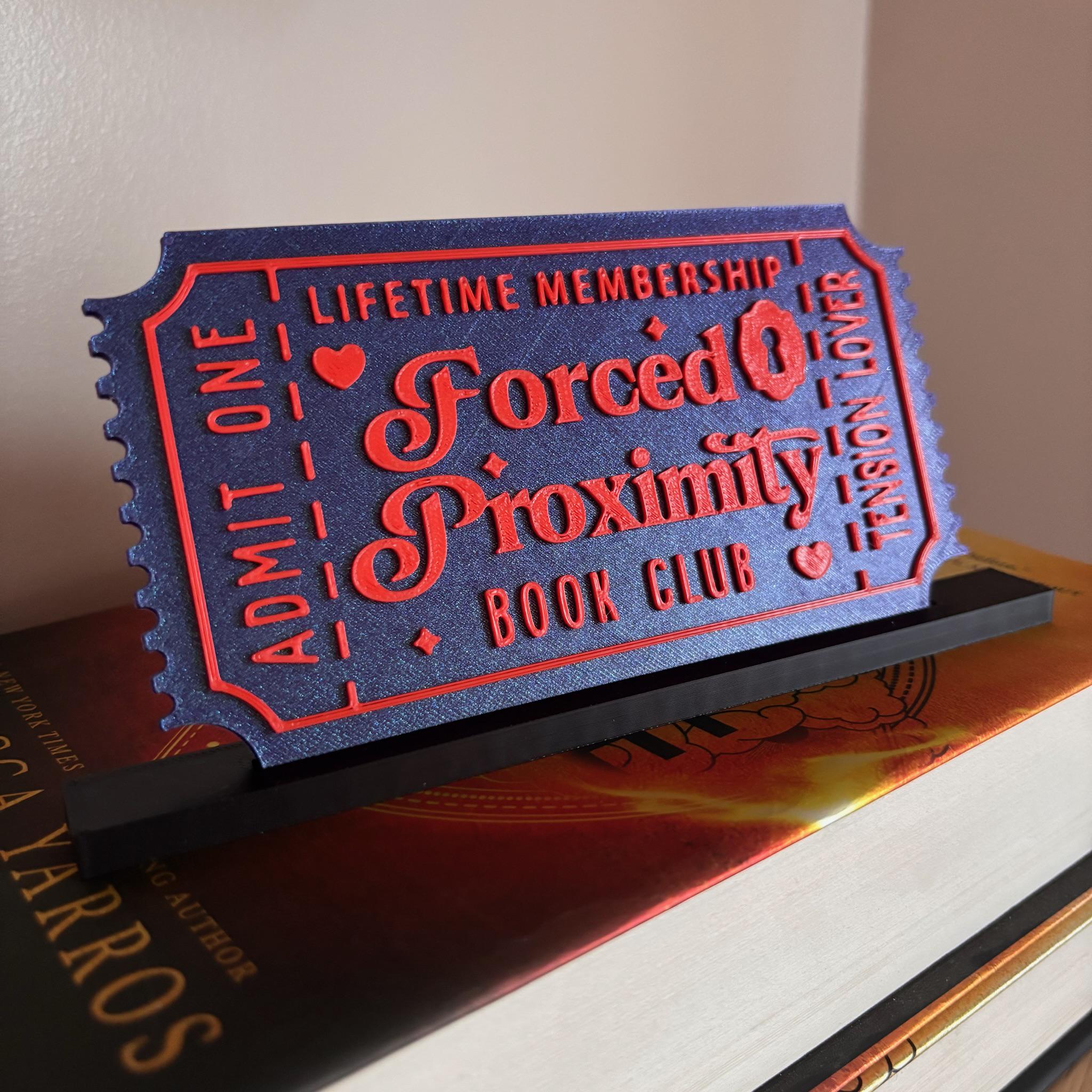 Forced Proximity Book Club Ticket Display | You Choose Colors! | Bookmark or Bookish Gift | 3D Printed Library Decor __etsy:8095852467