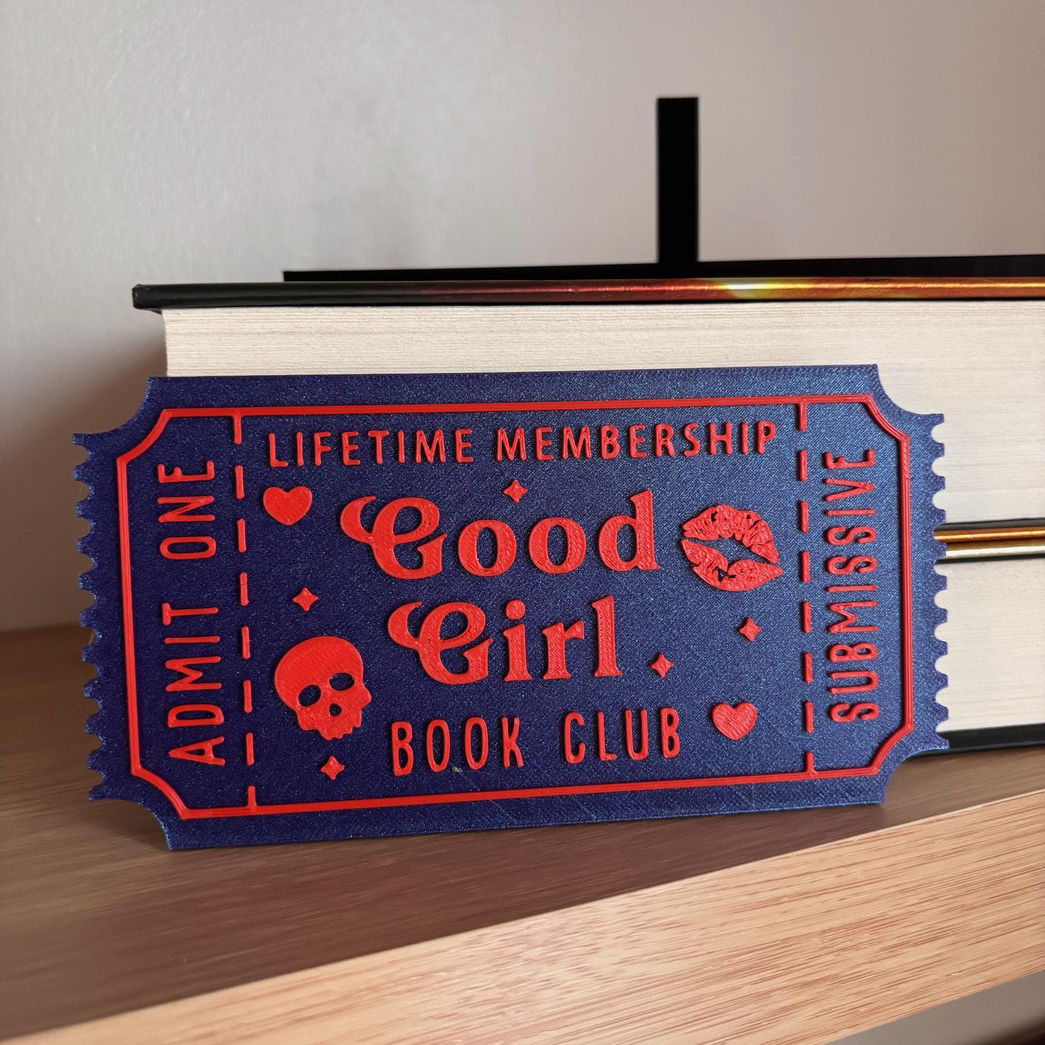 Good Girl Book Club Ticket Display | You Choose Colors! | Bookmark or Bookish Gift | 3D Printed Library Decor __etsy:8047934524