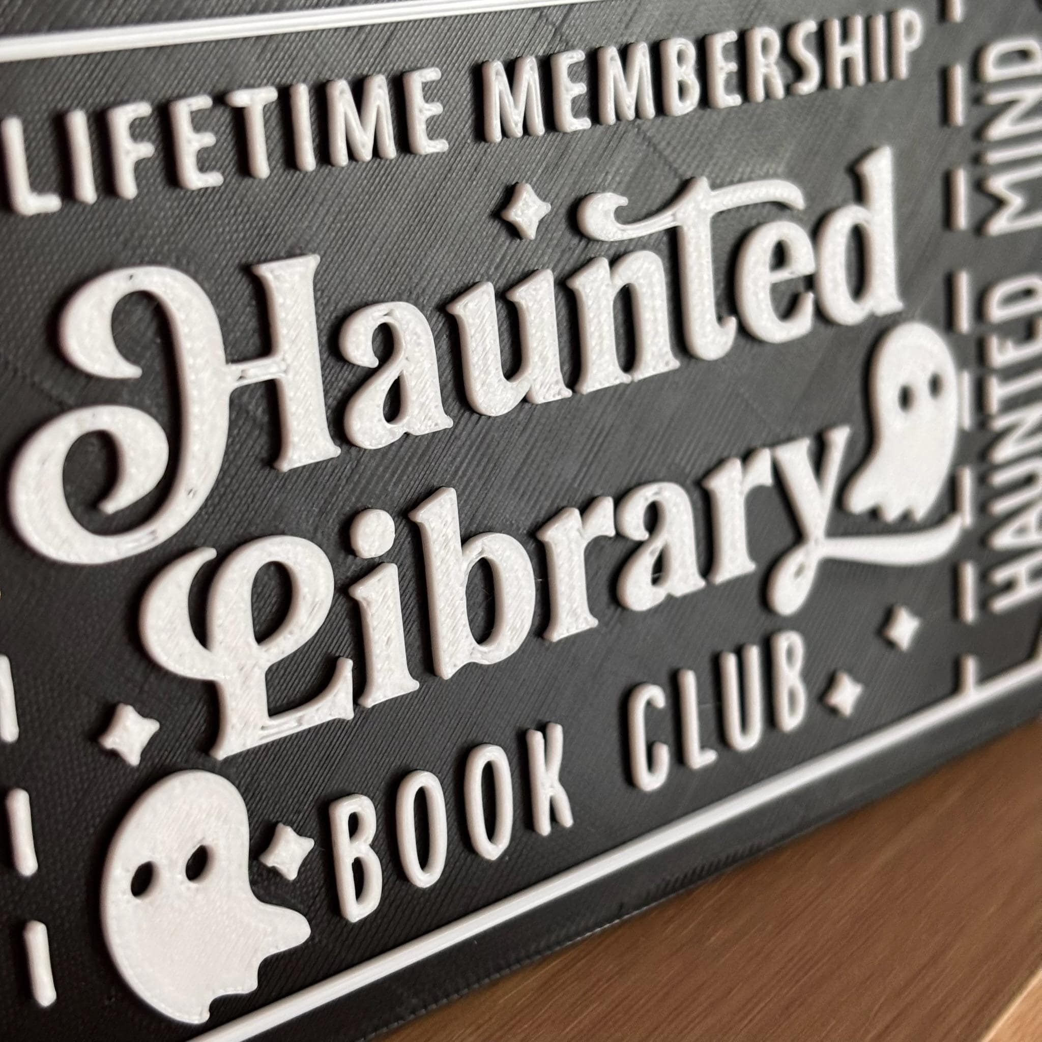 Haunted Library Book Club Ticket Display | You Choose Colors! | Bookmark or Bookish Gift | 3D Printed Library Decor __etsy:8047917482