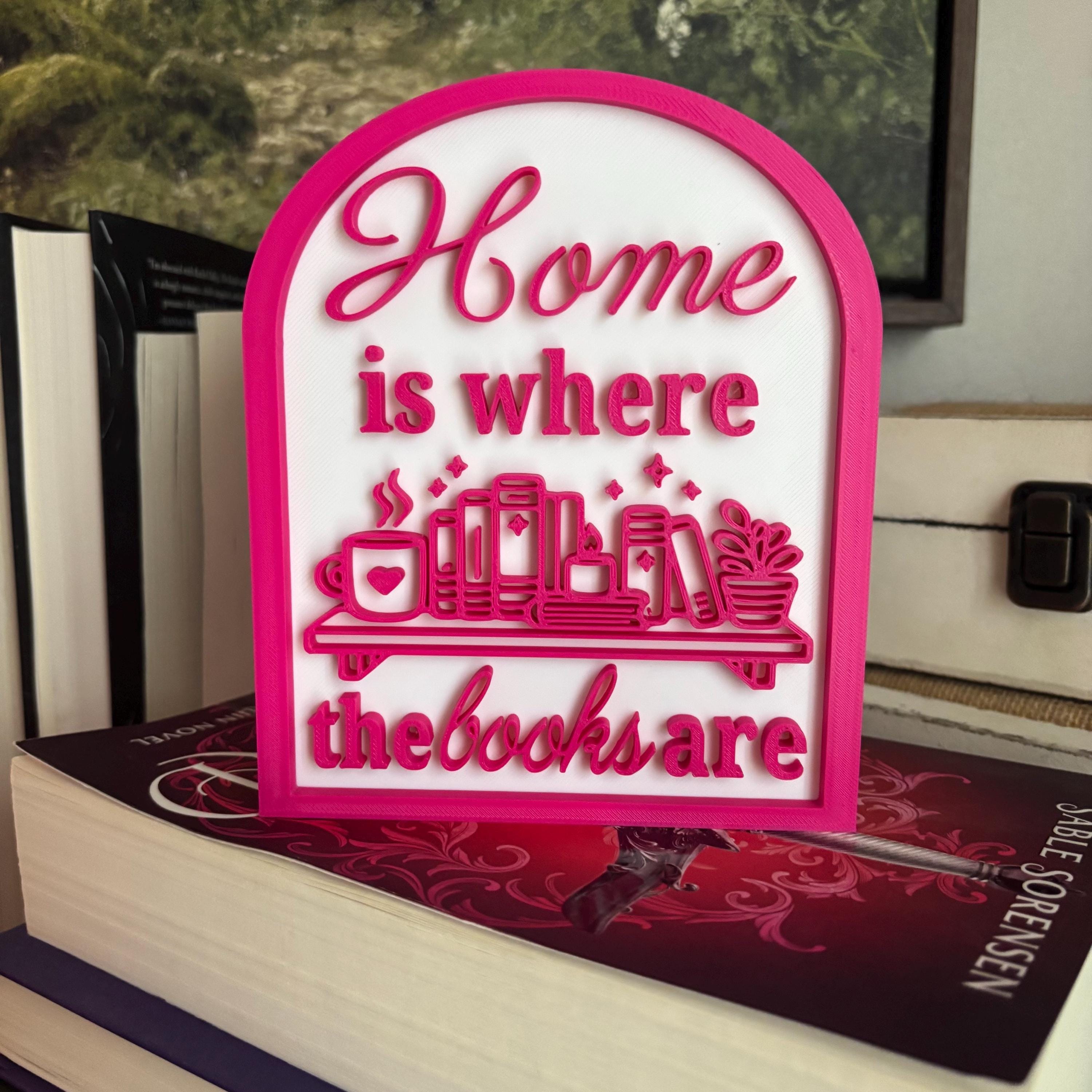 Home is where the books are -  Book Decor Sign, Bookshelf Sign for Book Nook, Bookish Decor, Book Lover Gift, Readers Gift __etsy:7928670379