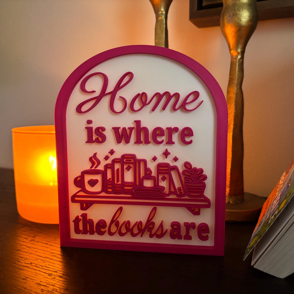 Home is where the books are -  Book Decor Sign, Bookshelf Sign for Book Nook, Bookish Decor, Book Lover Gift, Readers Gift __etsy:7928670371