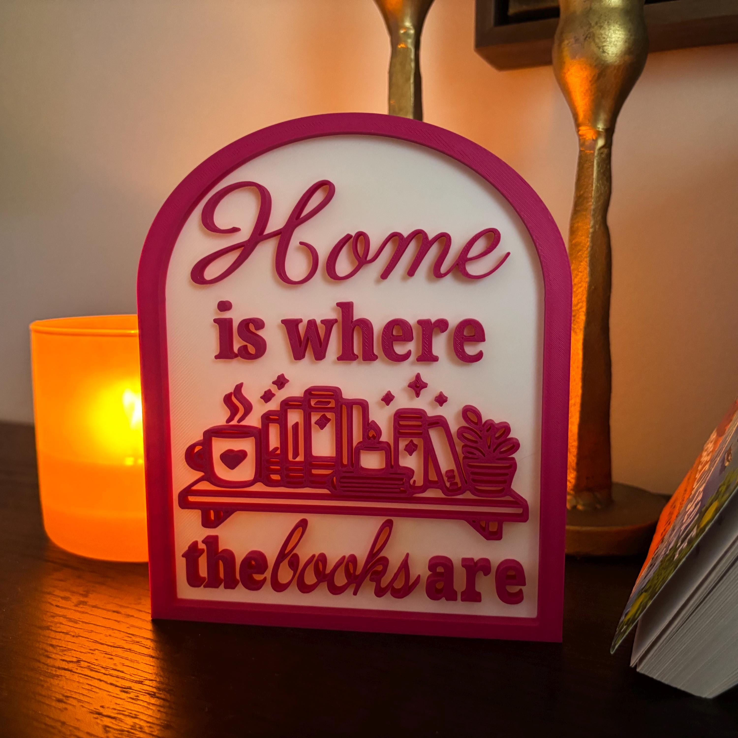 Home is where the books are -  Book Decor Sign, Bookshelf Sign for Book Nook, Bookish Decor, Book Lover Gift, Readers Gift __etsy:7928670371