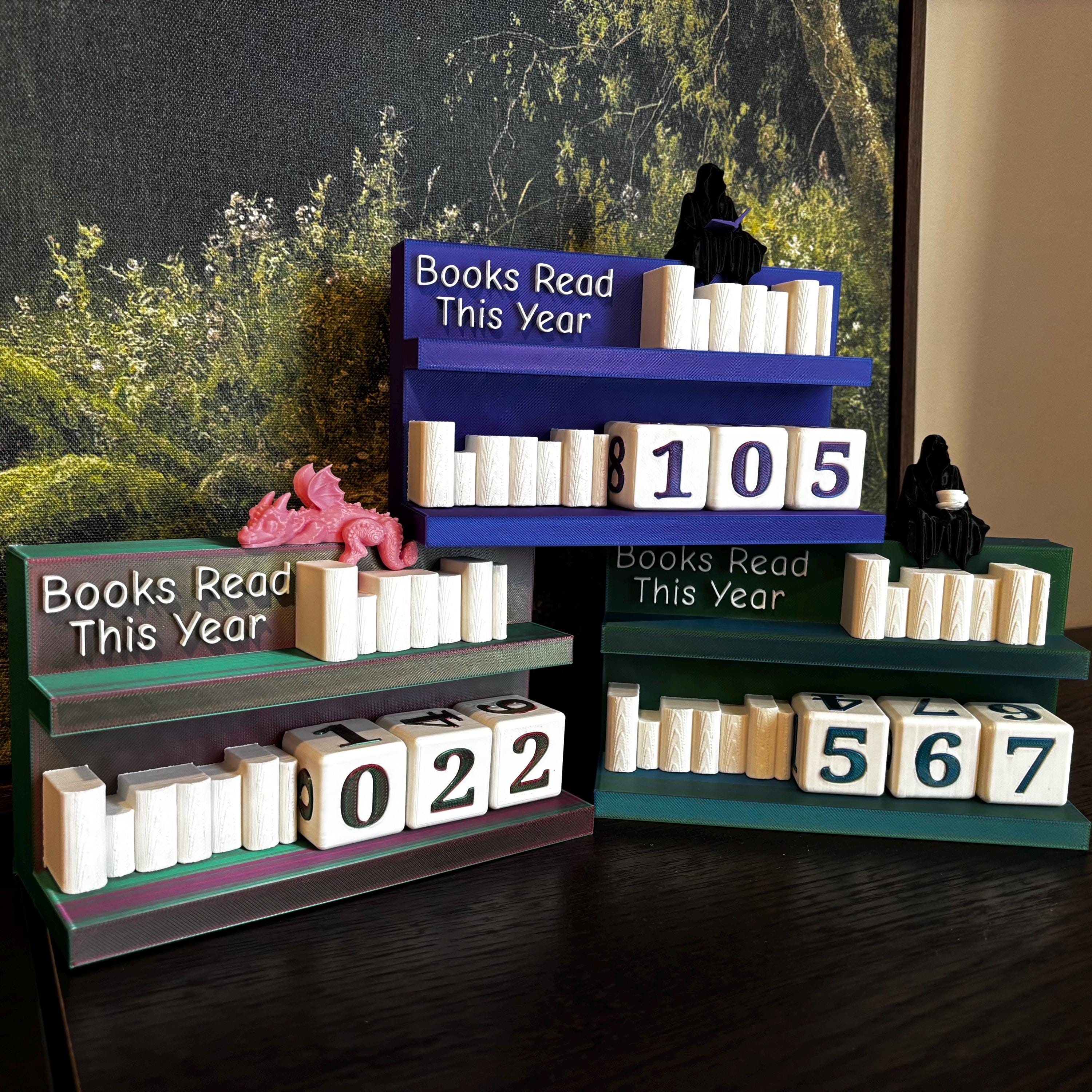 Large Books Read Counter 0-999: Bookworm Decor with Dice - Track Reading Progress with this Decorative Piece for Book Lovers