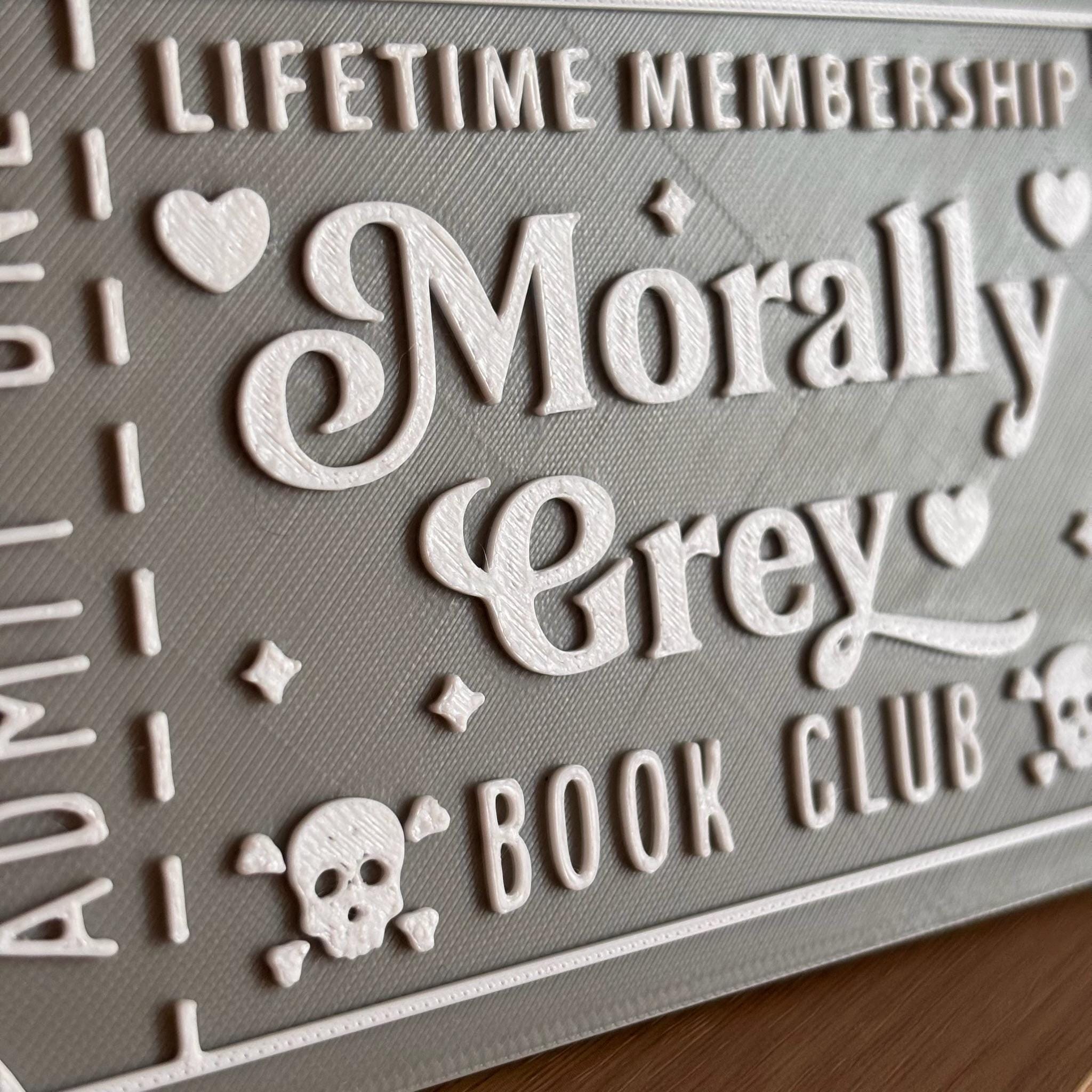 Morally Grey Book Club Ticket Display | You Choose Colors! | Bookmark or Bookish Gift | 3D Printed Library Decor __etsy:8096038299
