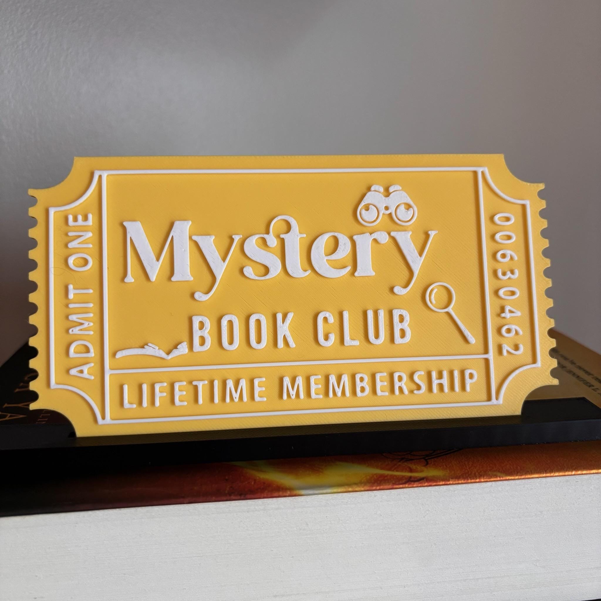 Mystery Book Club Ticket Display | You Choose Colors! | Bookmark or Bookish Gift | 3D Printed Library Decor __etsy:8095951171