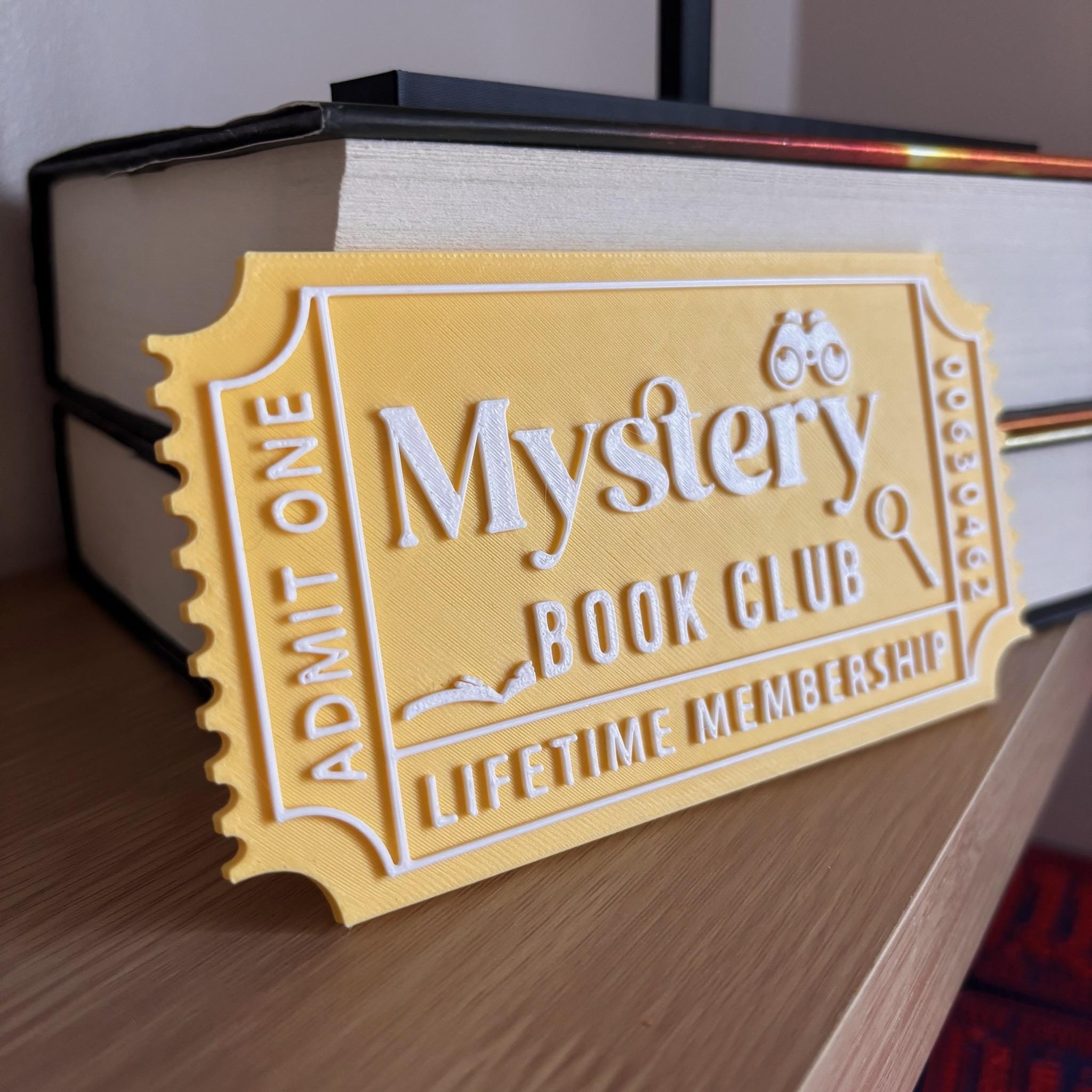 Mystery Book Club Ticket Display | You Choose Colors! | Bookmark or Bookish Gift | 3D Printed Library Decor __etsy:8095951737