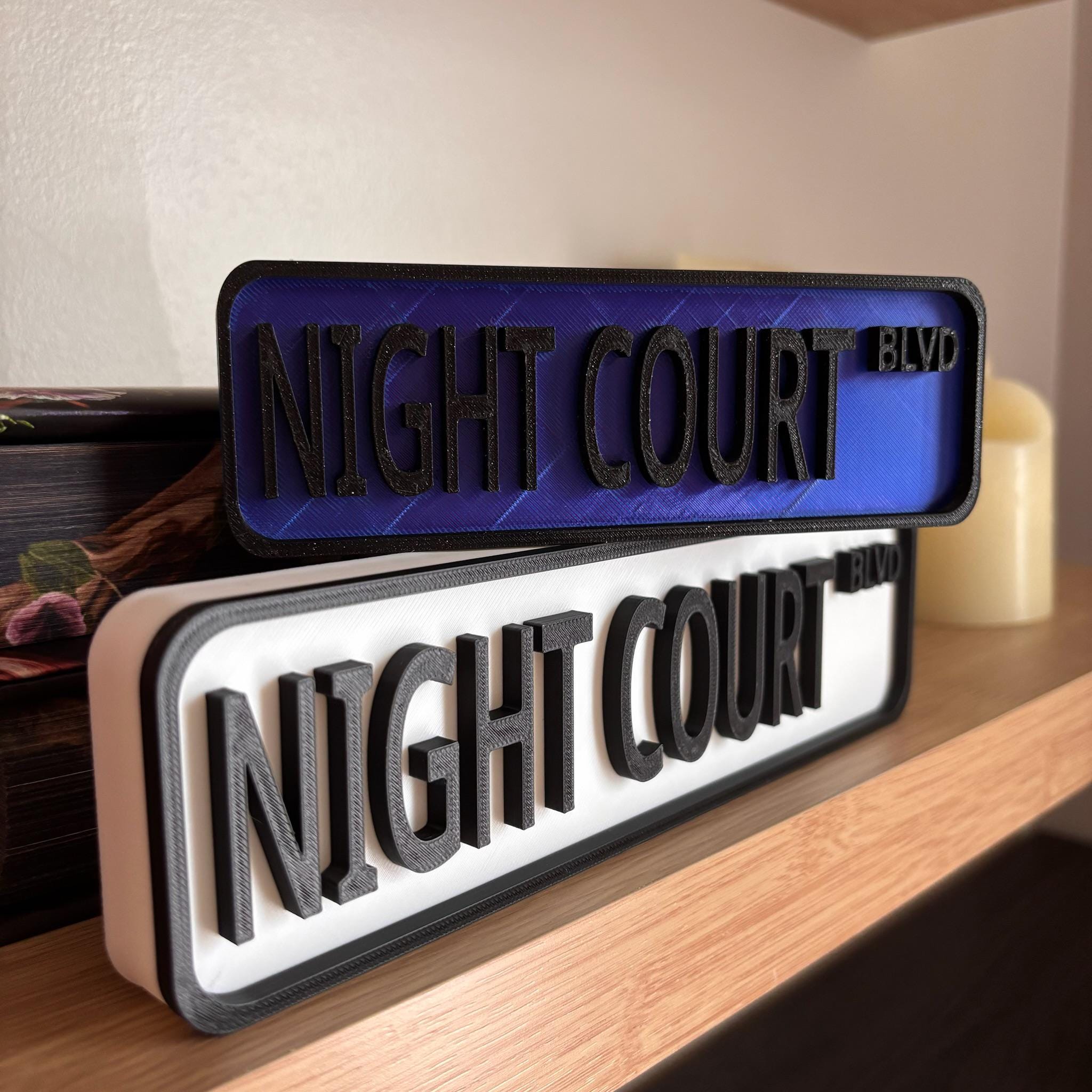 Night Court Blvd Street Sign: You Choose Colors & Sizes | 3D Printed Library Decor __etsy:8091346694