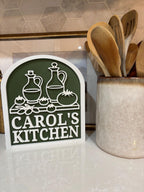 Personalized Kitchen Sign, Custom Sign for Shelf, Countertop Decor, Gift for Family Chef, Cooks Gift