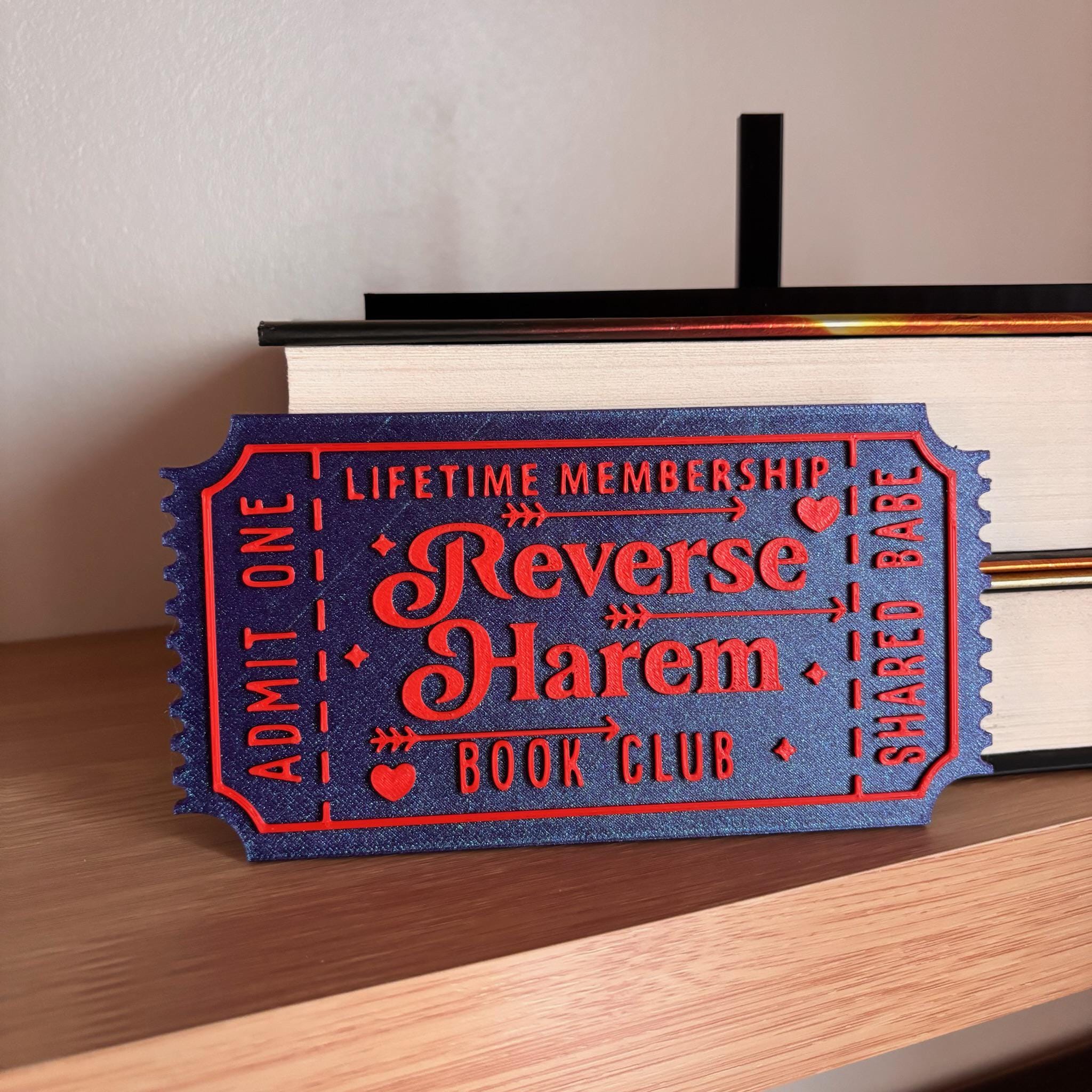Reverse Harem Book Club Ticket Display | You Choose Colors! | Bookmark or Bookish Gift | 3D Printed Library Decor __etsy:8047937010