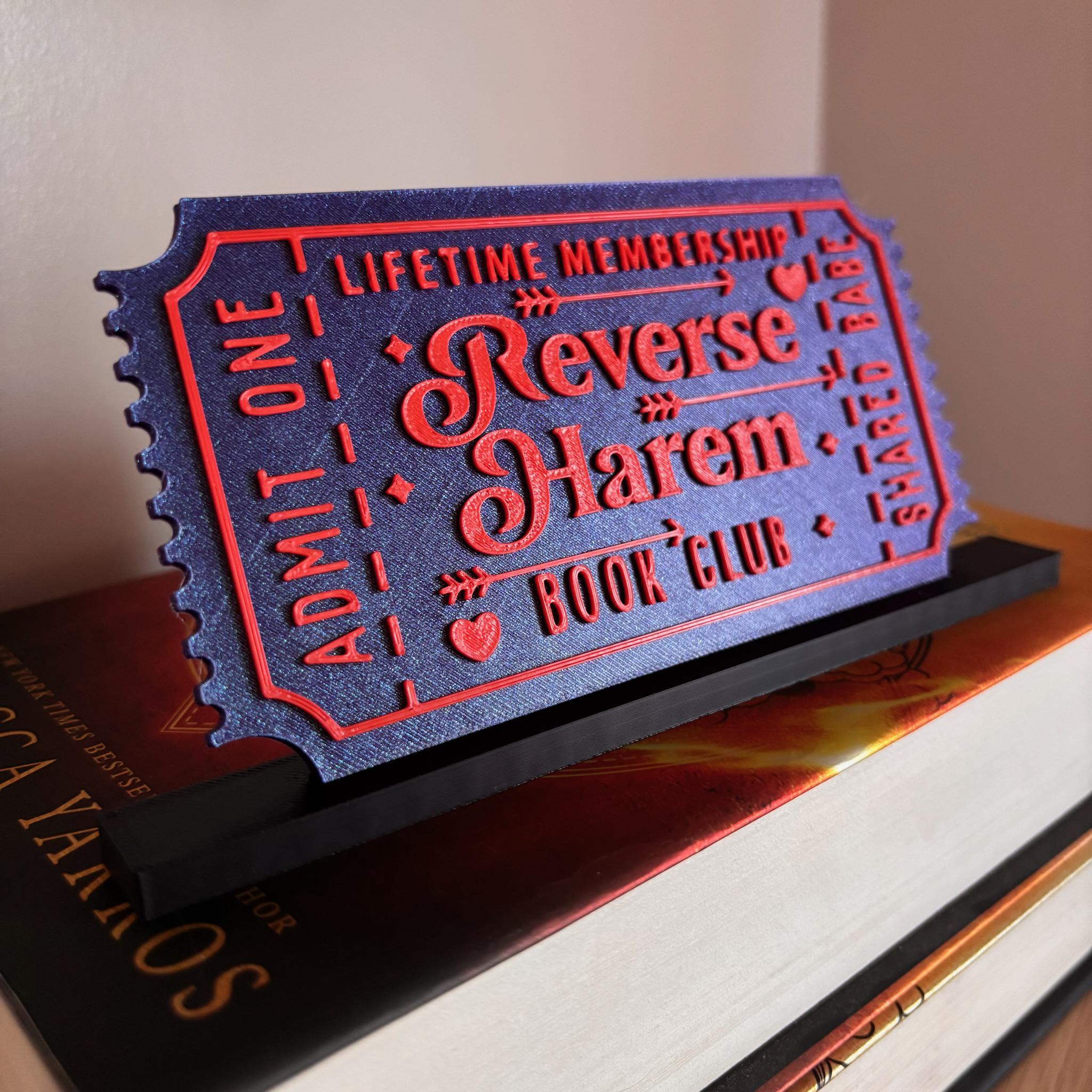 Reverse Harem Book Club Ticket Display | You Choose Colors! | Bookmark or Bookish Gift | 3D Printed Library Decor __etsy:8095850019