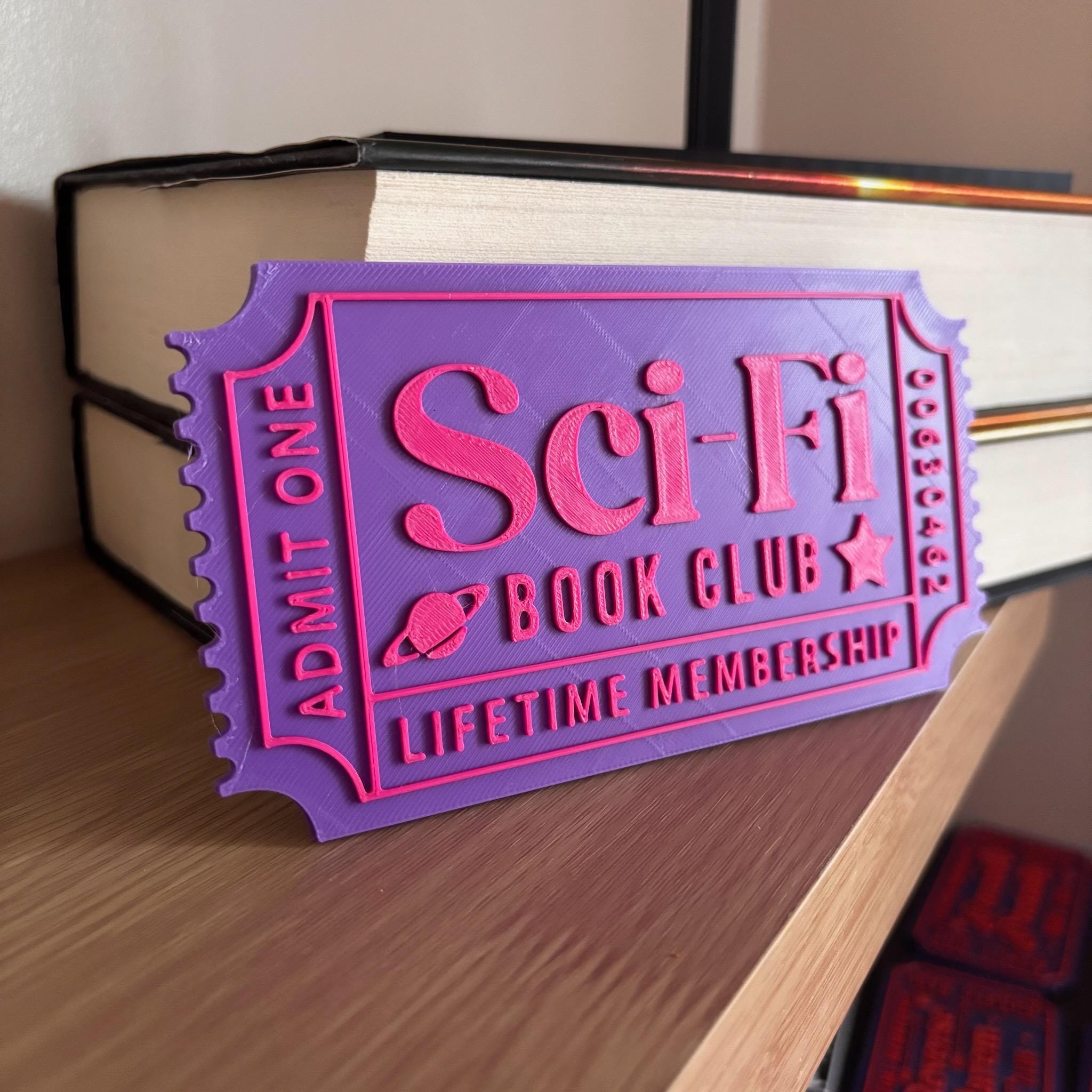 Sci Fi Book Club Ticket Display | You Choose Colors! | Bookmark or Bookish Gift | 3D Printed Library Decor __etsy:8048019722