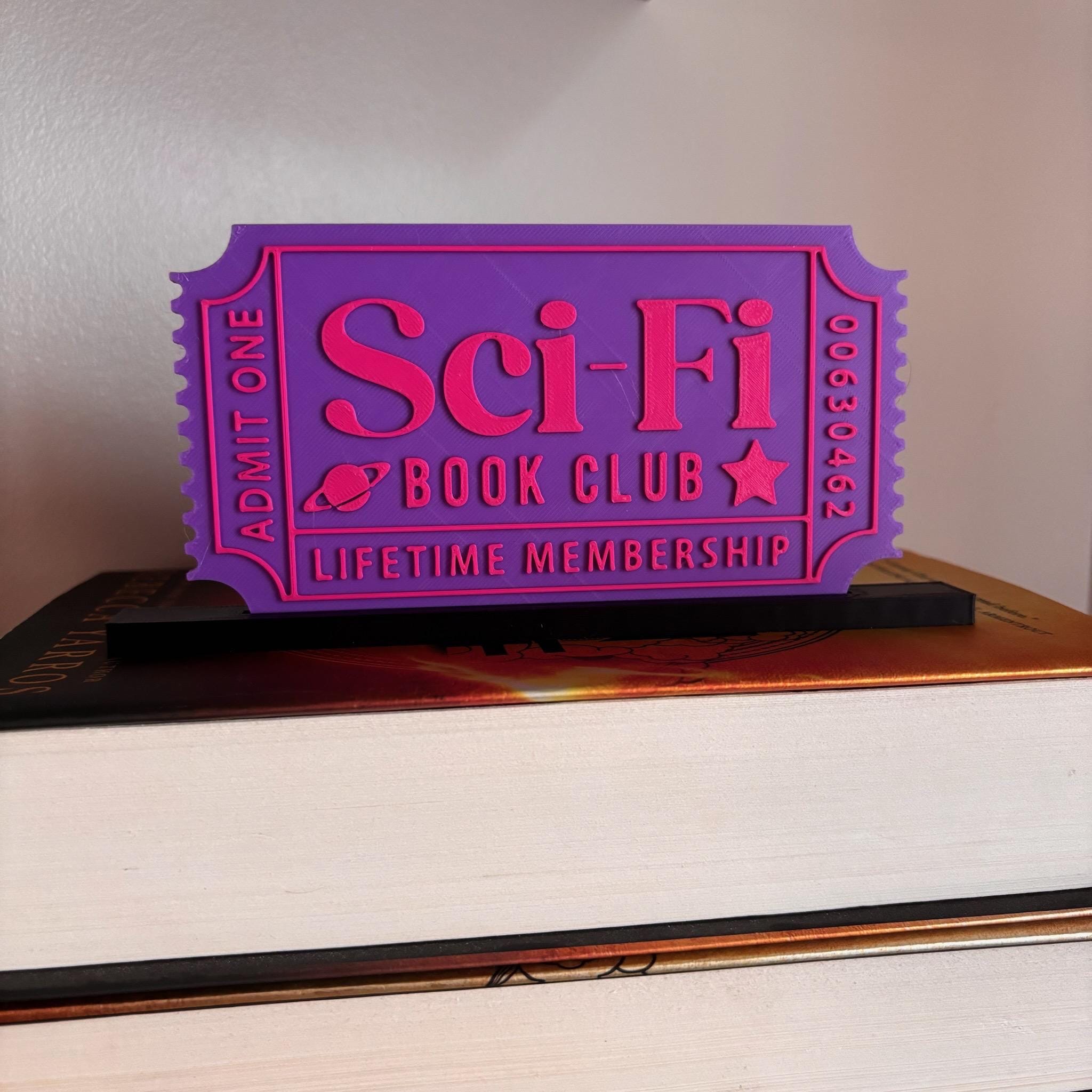 Sci Fi Book Club Ticket Display | You Choose Colors! | Bookmark or Bookish Gift | 3D Printed Library Decor __etsy:8048019792