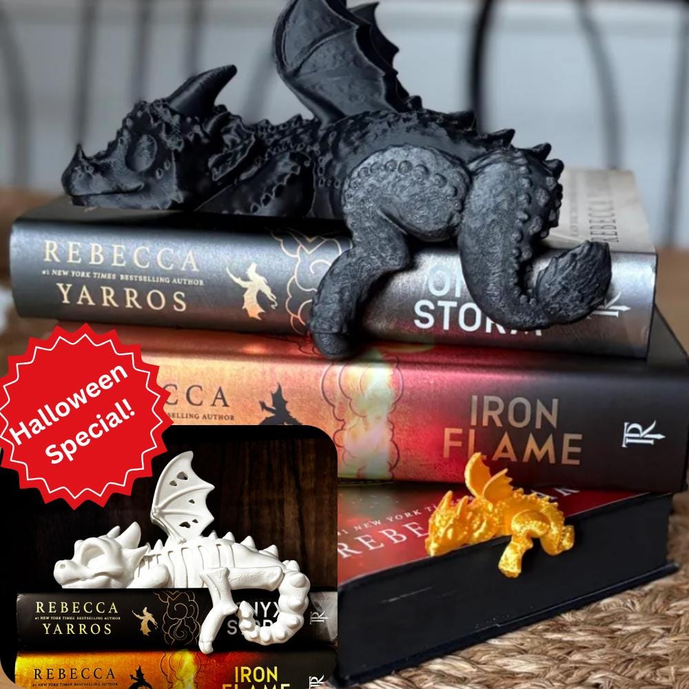 Sleeping Bookshelf Dragon | Fourth Wing Empyrean Series | Bookish Decor for Bookies