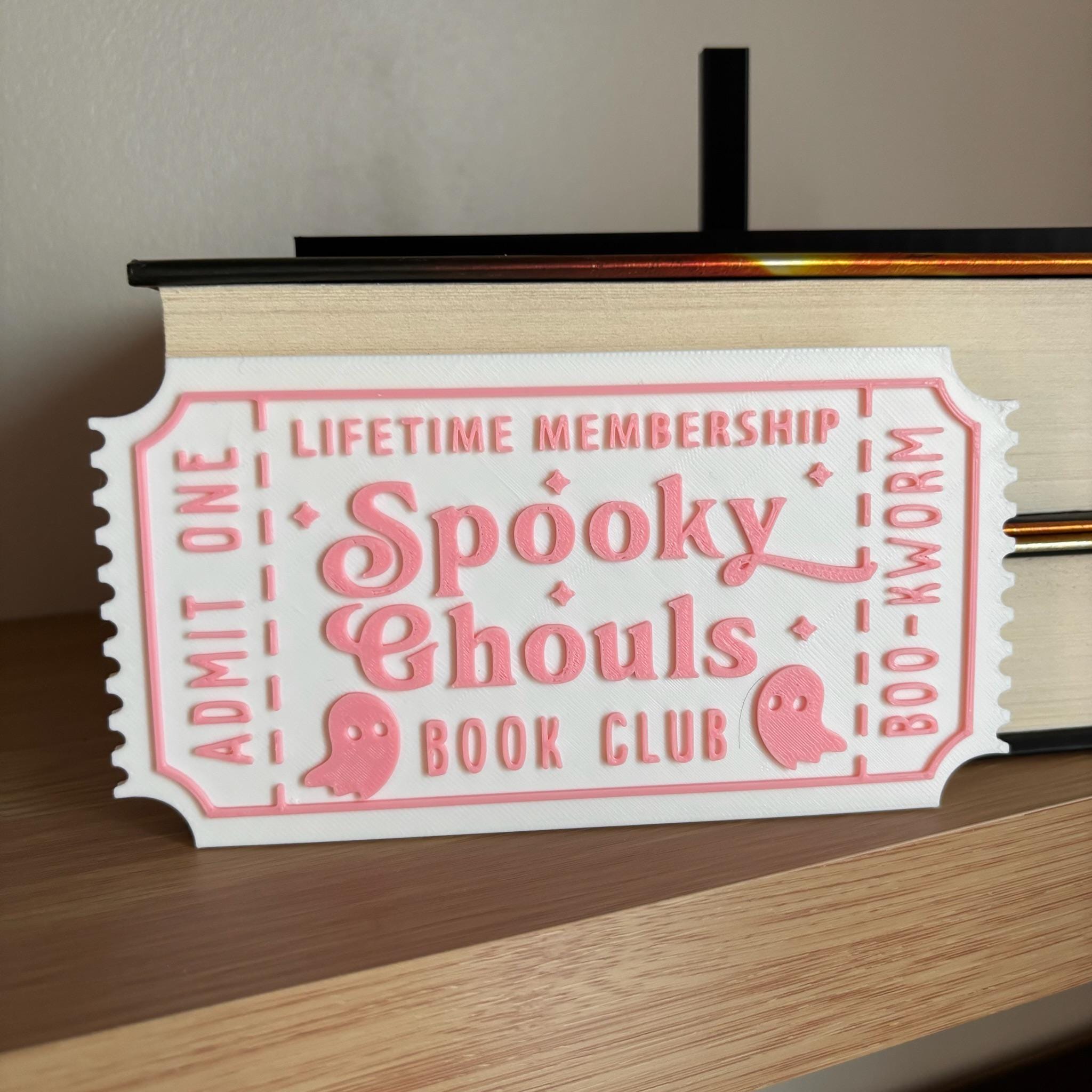 Spooky Ghouls Book Club Ticket Display, You Choose Colors!, Bookmark or Bookish Gift, 3D Printed Library Decor __etsy:8047928602