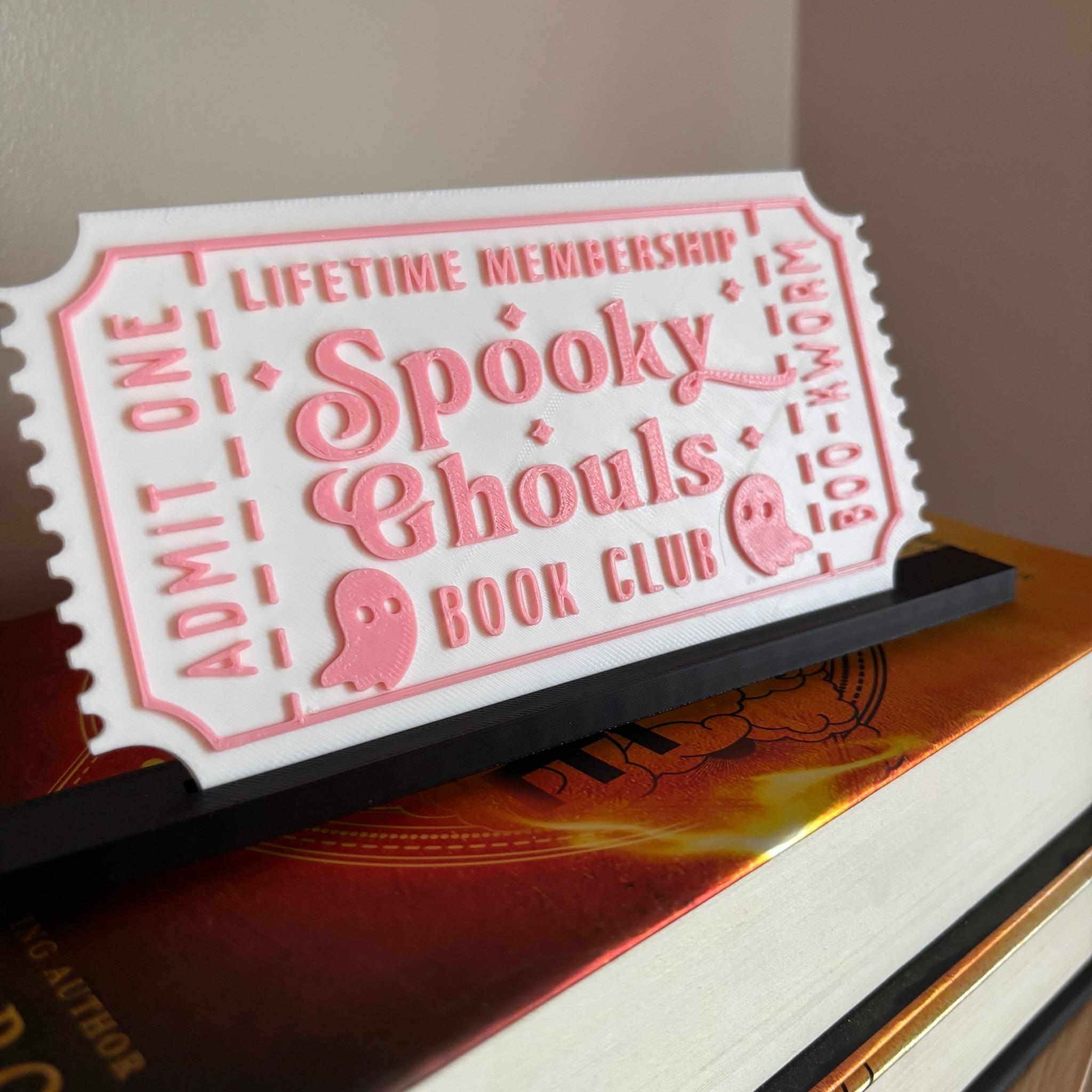 Spooky Ghouls Book Club Ticket Display, You Choose Colors!, Bookmark or Bookish Gift, 3D Printed Library Decor __etsy:8095841571