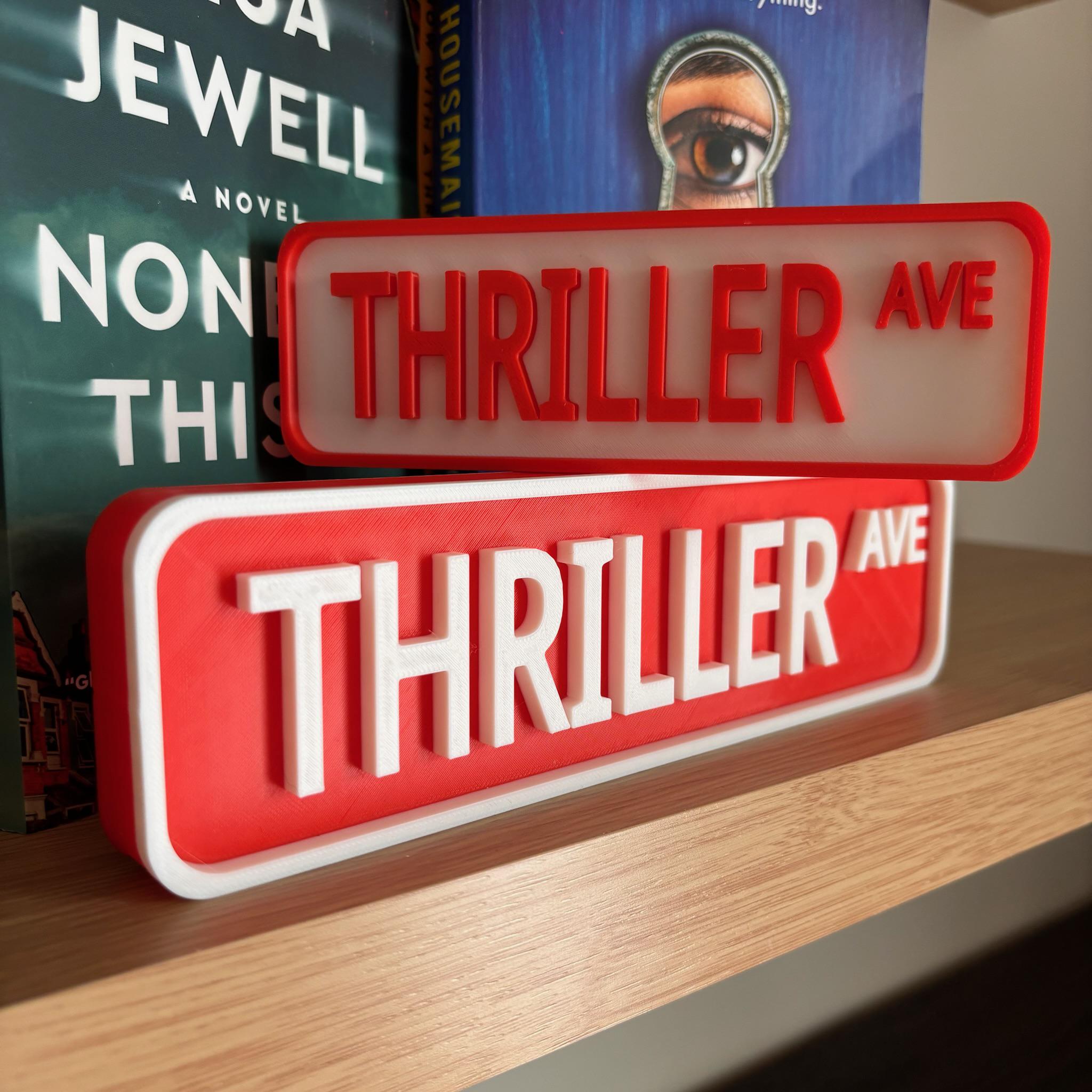 Thriller Ave Street Sign: You Choose Colors & Sizes | 3D Printed Library Decor __etsy:8091355272