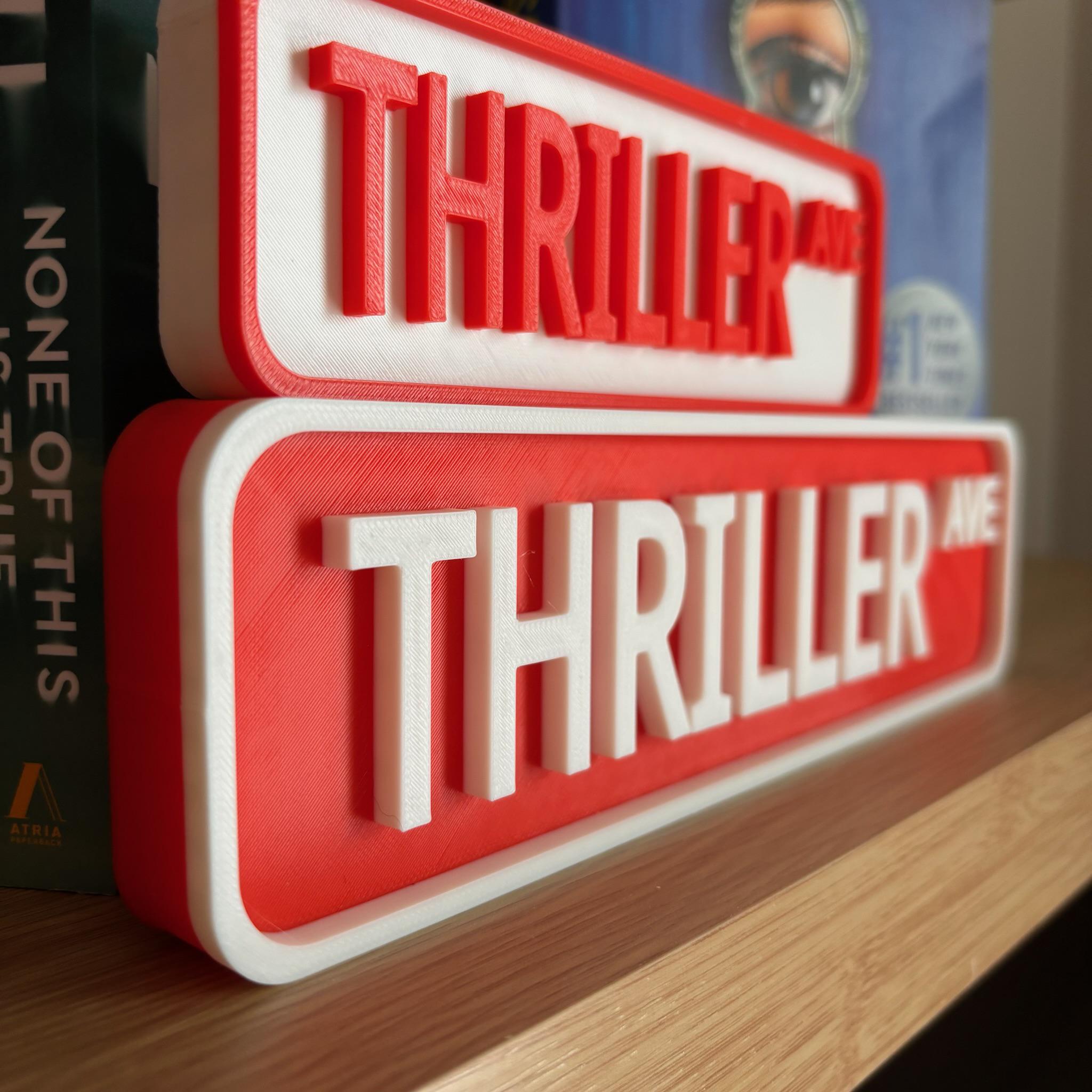Thriller Ave Street Sign: You Choose Colors & Sizes | 3D Printed Library Decor __etsy:8139261129
