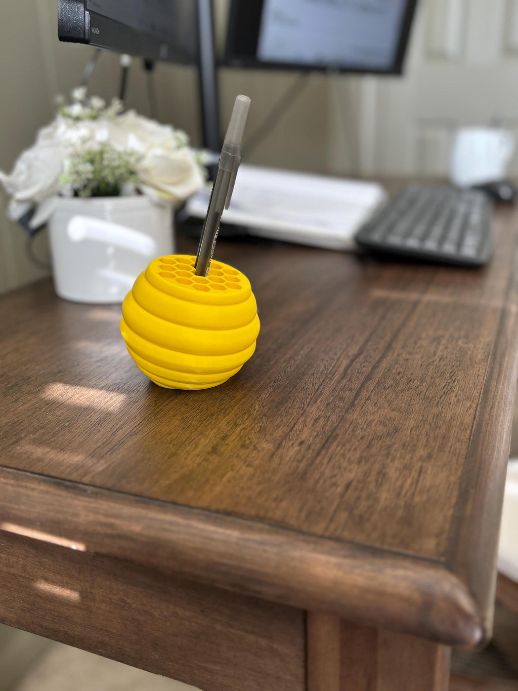 Beehive Organizer | Multi-purpose Cute Hexagon Pen, Brush, Paint / Art Supplies Holder for Desk or Shelf | Custom Colors __etsy:6730040511