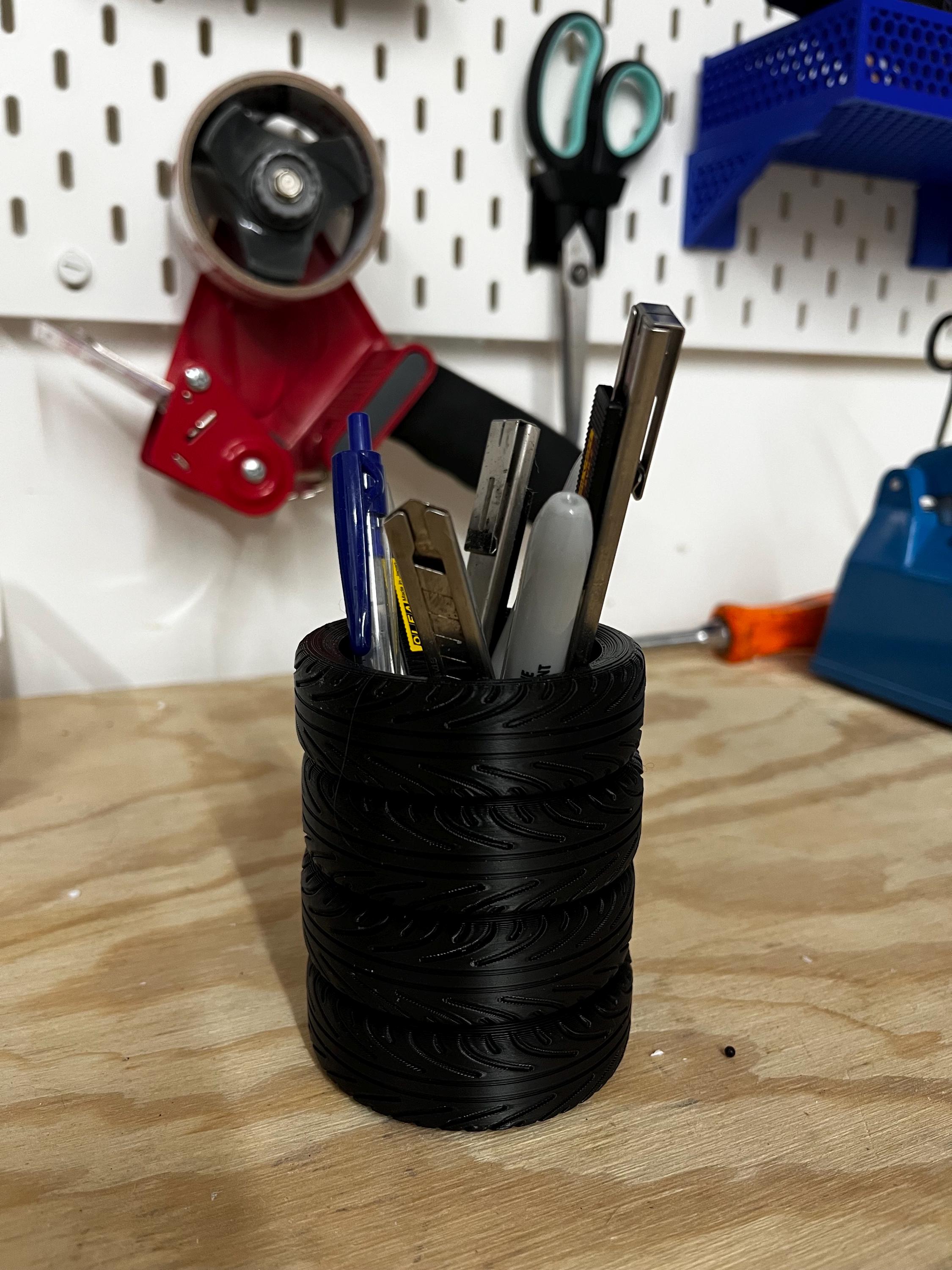 Tire Stack Pen Holder: Car Guy Desk Organizer __etsy:6808209534