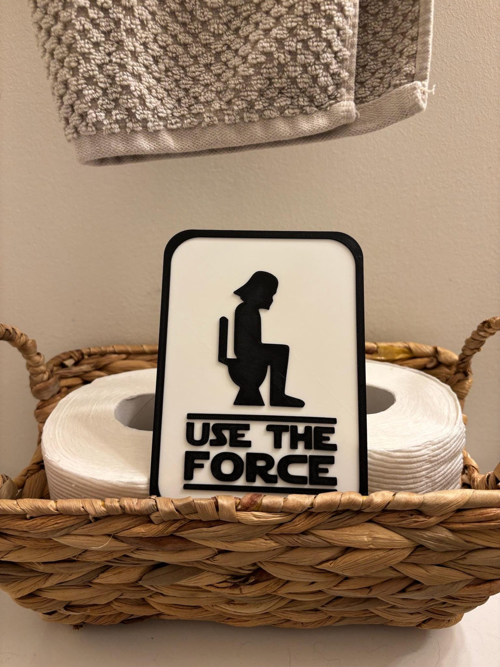 Use The Force - Funny Bathroom Sign - Restroom Sign - 6"~11" Options - 3D Printed Humor __etsy:6835318999