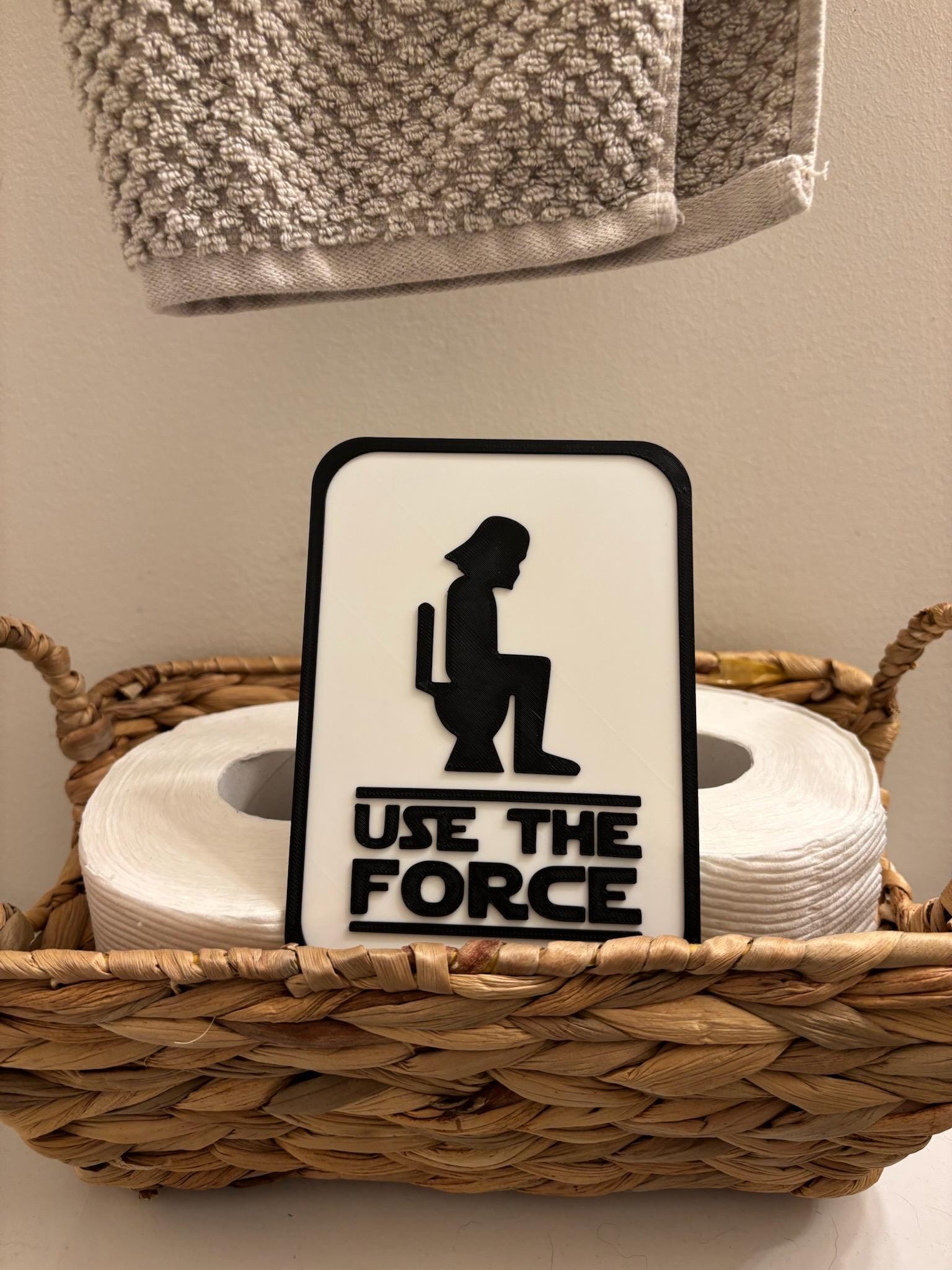 Use The Force - Funny Bathroom Sign - Restroom Sign - 6"~11" Options - 3D Printed Humor __etsy:6835318999