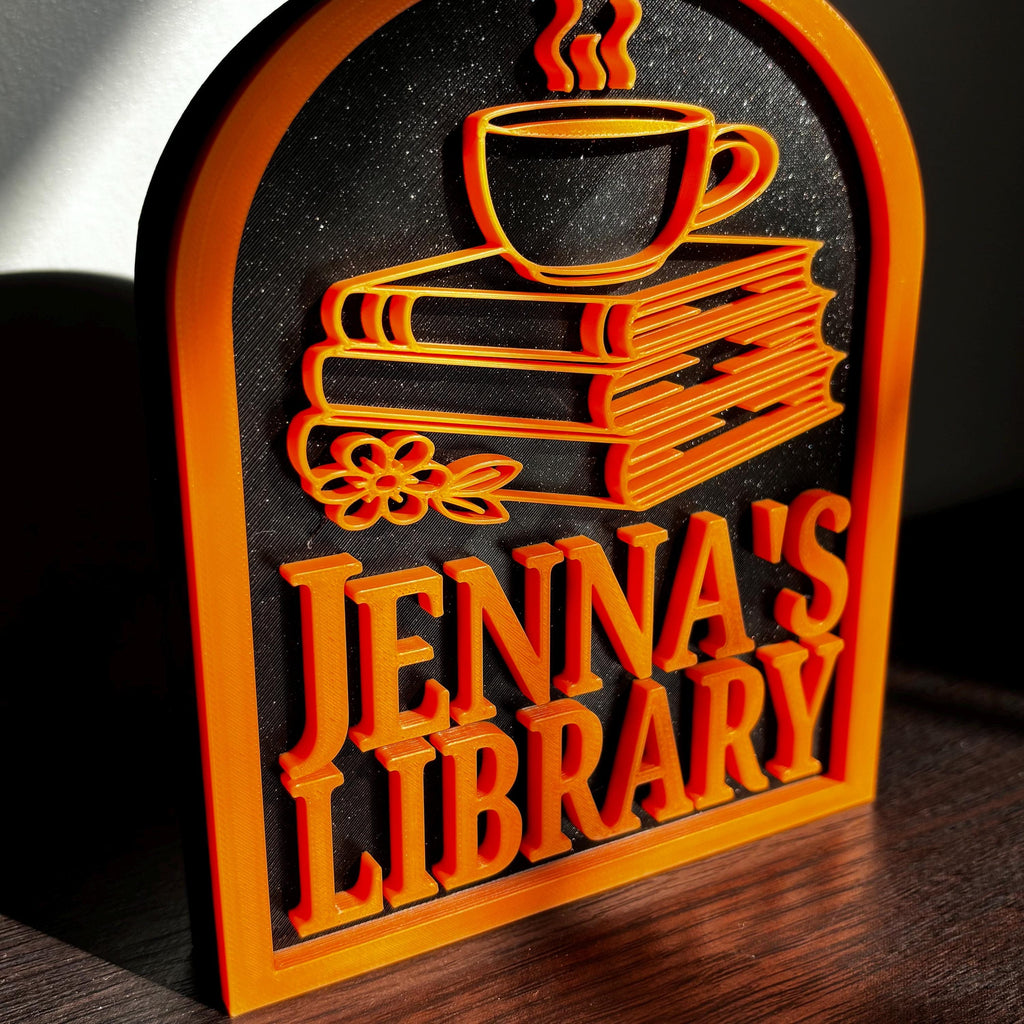 Personalized Library Sign, Custom Bookshelf Sign for Book Nook, Bookish Decor, Book Lover Gift, Readers Gift __etsy:7342262012