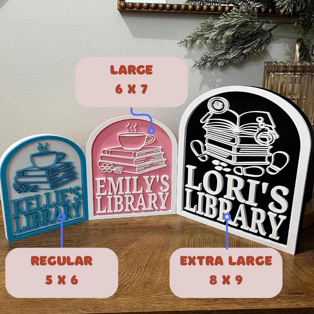 Personalized Library Sign, Custom Bookshelf Sign for Book Nook, Bookish Decor, Book Lover Gift, Readers Gift __etsy:7351747790