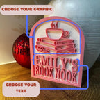 Personalized Book Nook Sign, Custom Bookshelf Sign for Library, Bookish Decor, Book Lover Gift, Readers Gift __etsy:7372969896