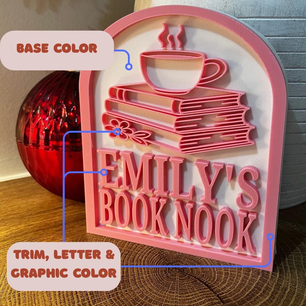 Personalized Book Nook Sign, Custom Bookshelf Sign for Library, Bookish Decor, Book Lover Gift, Readers Gift __etsy:7372970056