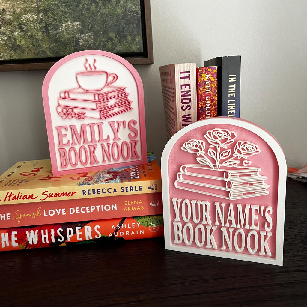 Personalized Book Nook Sign, Custom Bookshelf Sign for Library, Bookish Decor, Book Lover Gift, Readers Gift __etsy:7373390444